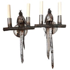 Set of 4 Hammered Iron Birds. Sold per Pair.