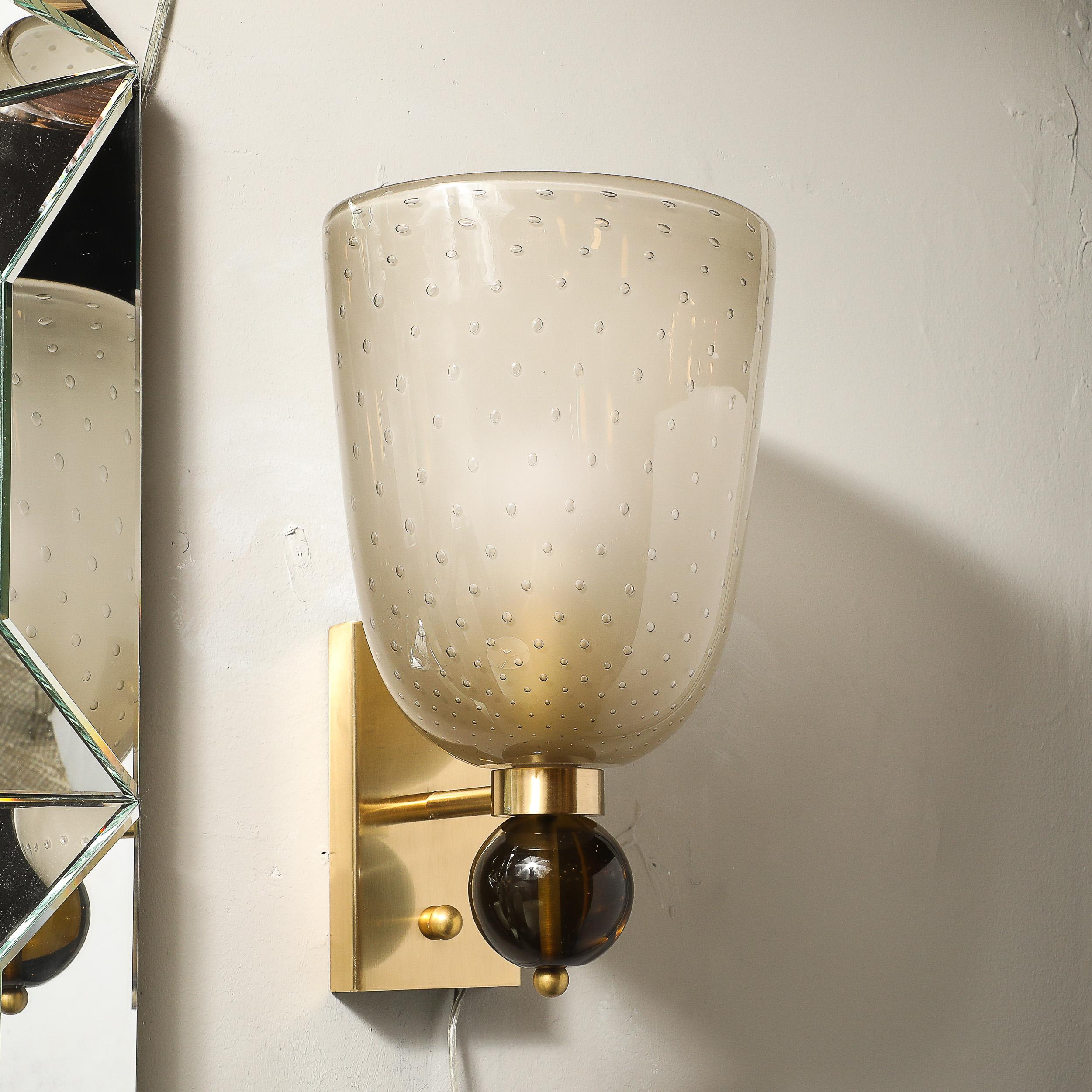 Ensemble de 4 appliques en verre dépoli de Murano soufflé à la main avec détails de Murine et de goutte orbitale en vente 7