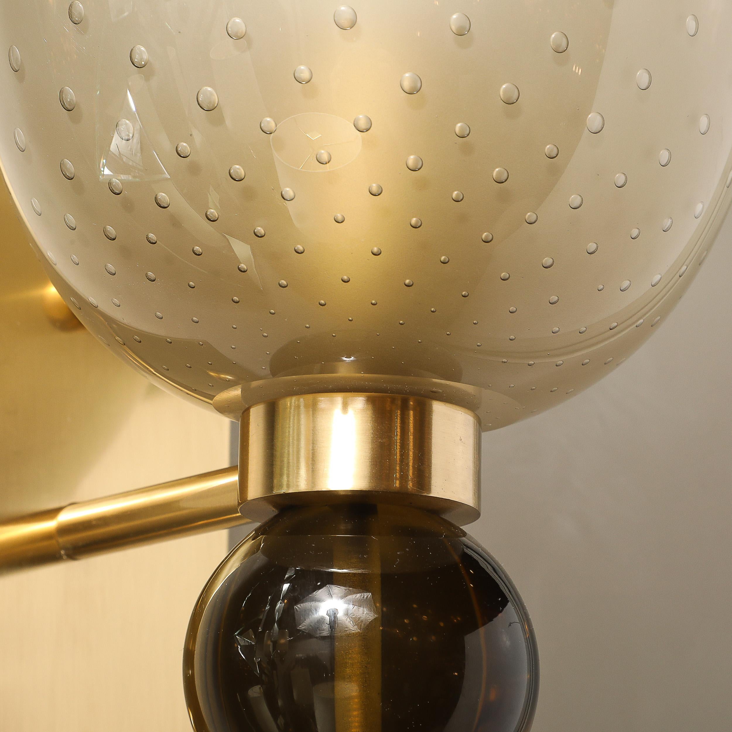 Ensemble de 4 appliques en verre dépoli de Murano soufflé à la main avec détails de Murine et de goutte orbitale en vente 9