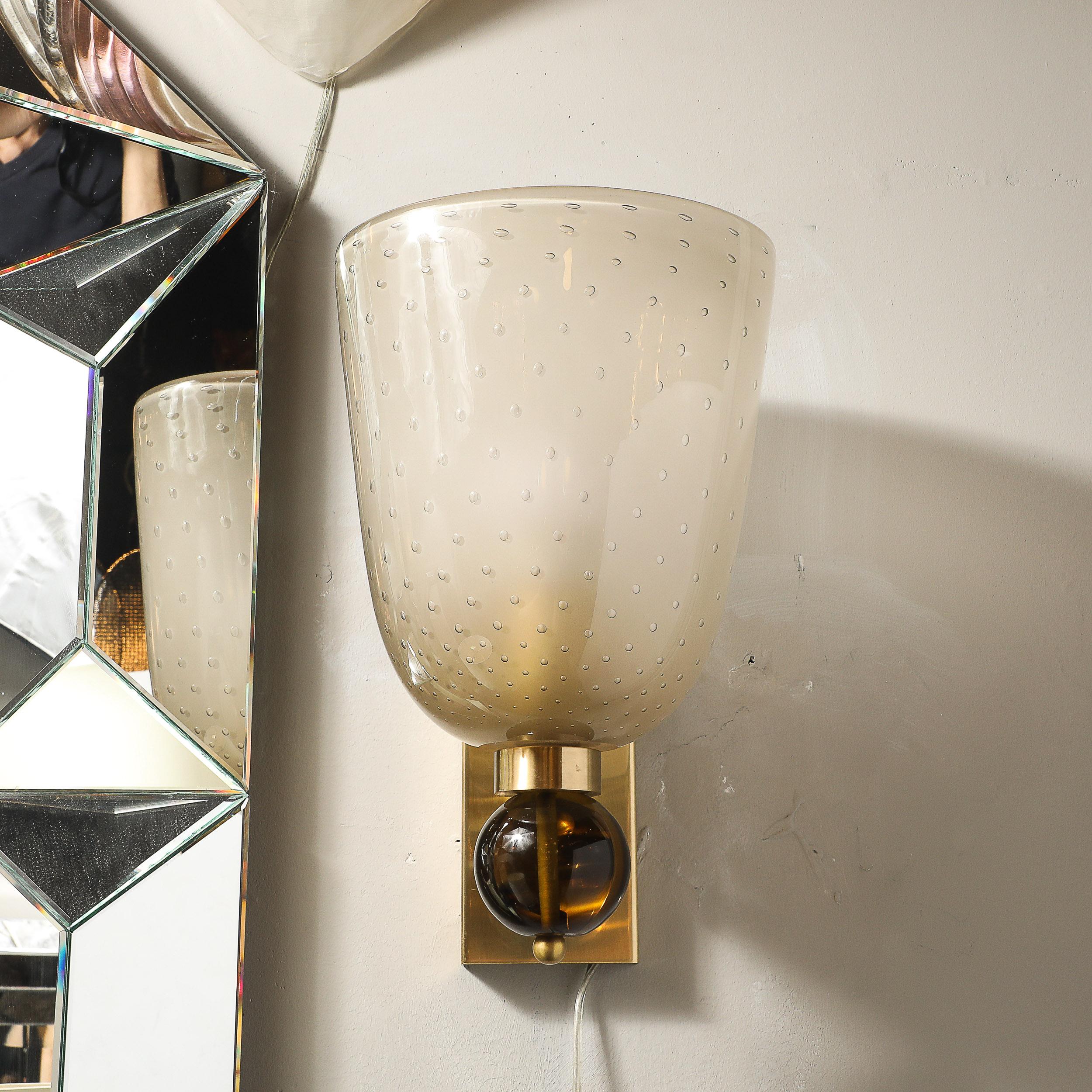 Ensemble de 4 appliques en verre dépoli de Murano soufflé à la main avec détails de Murine et de goutte orbitale en vente 10