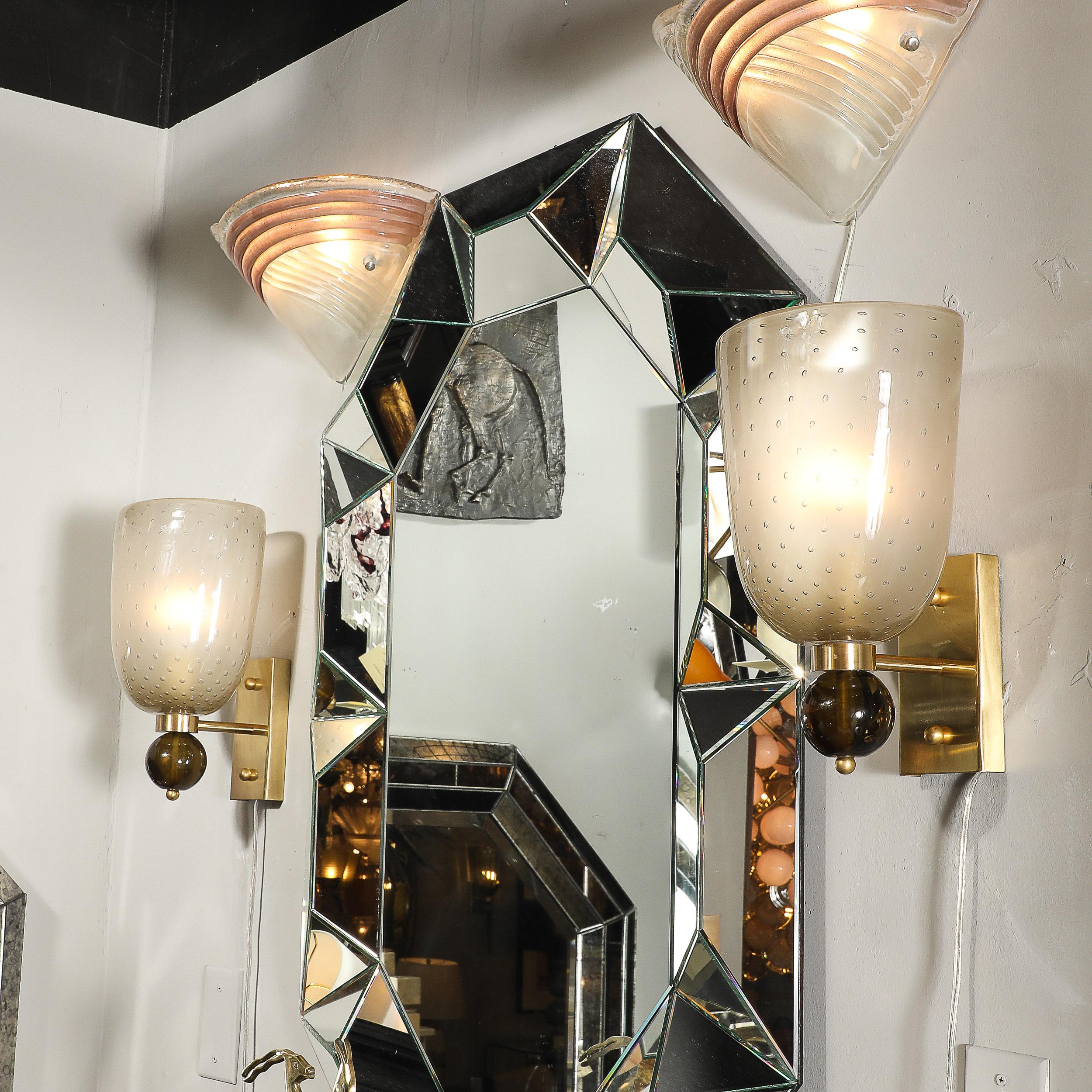 Ensemble de 4 appliques en verre dépoli de Murano soufflé à la main avec détails de Murine et de goutte orbitale en vente 11