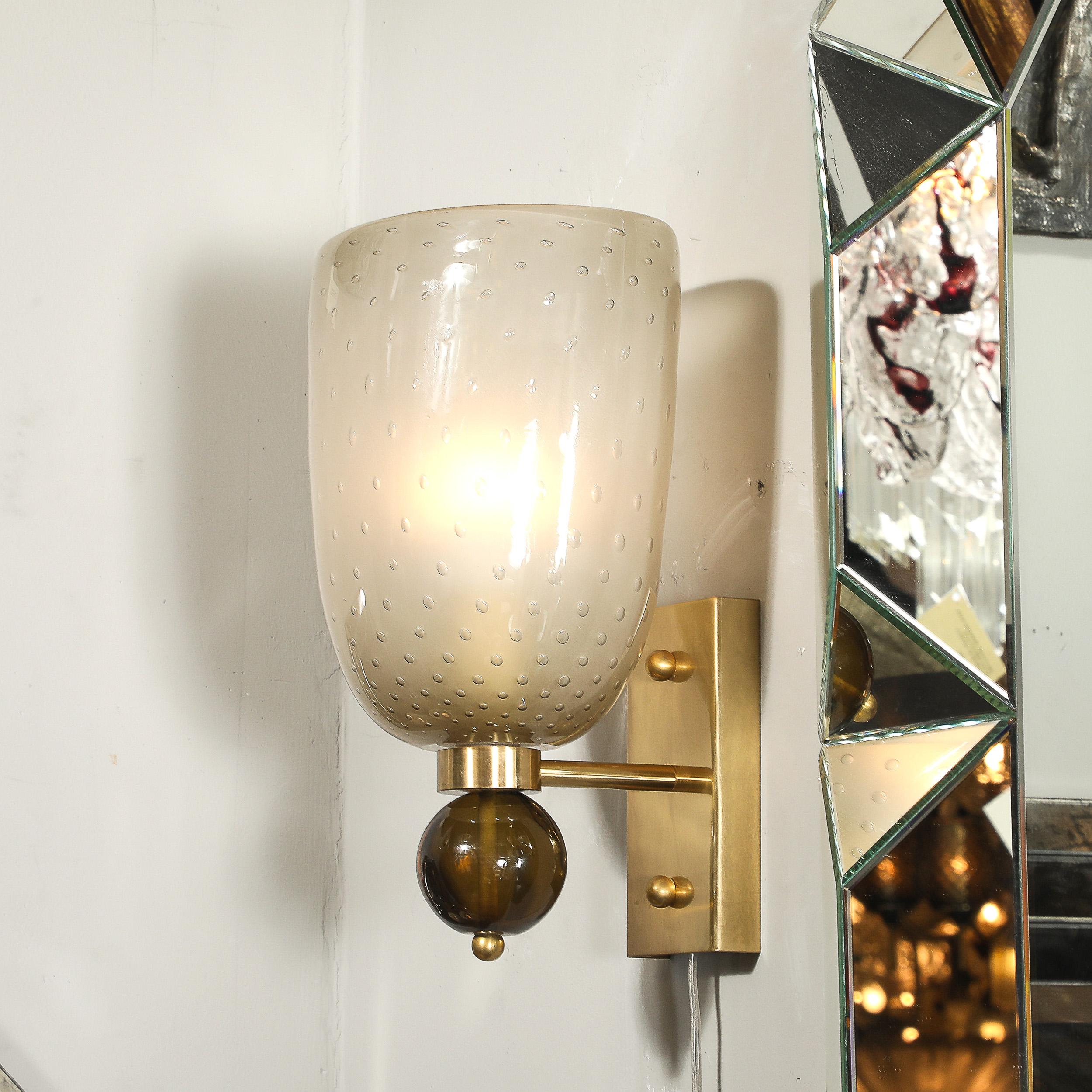 Ensemble de 4 appliques en verre dépoli de Murano soufflé à la main avec détails de Murine et de goutte orbitale en vente 12