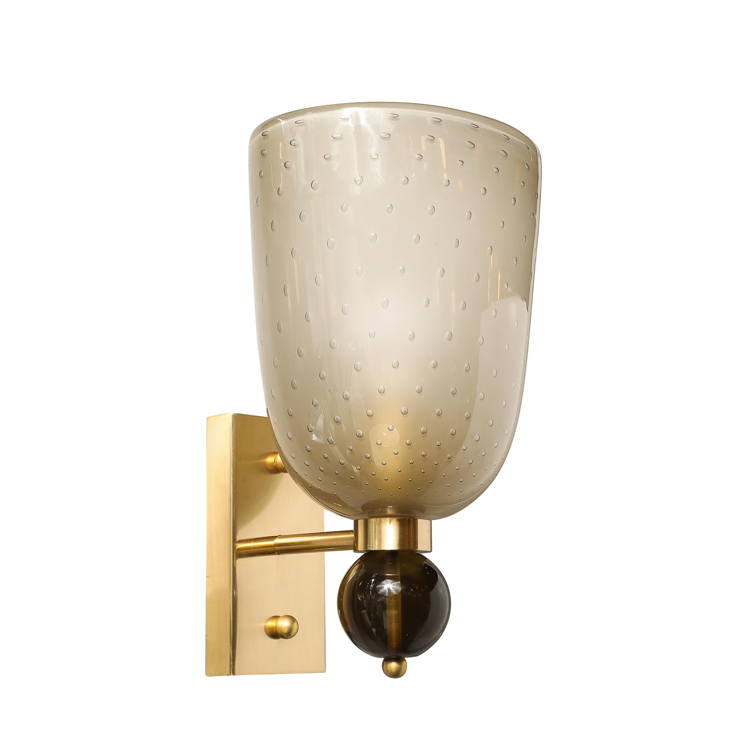 Ensemble de 4 appliques en verre dépoli de Murano soufflé à la main avec détails de Murine et de goutte orbitale Excellent état - En vente à New York, NY