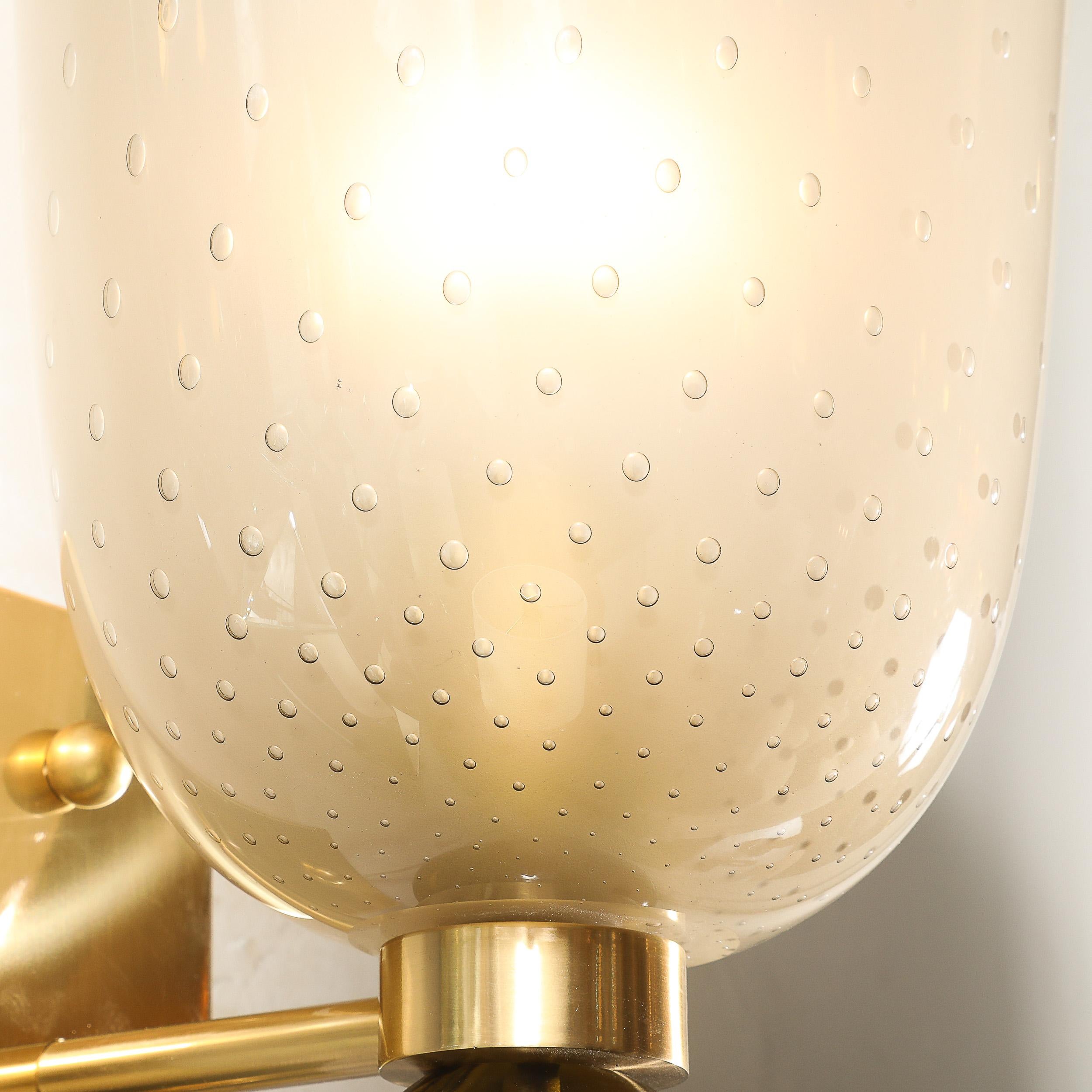 XXIe siècle et contemporain Ensemble de 4 appliques en verre dépoli de Murano soufflé à la main avec détails de Murine et de goutte orbitale en vente