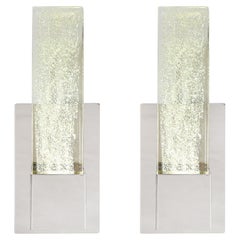 Set of 4 Hand Blown Murano Glass Sconces in Nickel W/ 24-Karat Gold Flecks