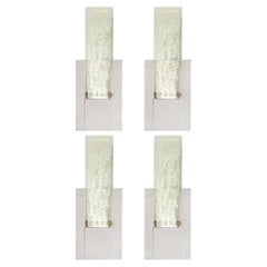 Set of 4 Hand Blown Murano Glass Sconces in Nickel W/ 24-Karat Gold Flecks