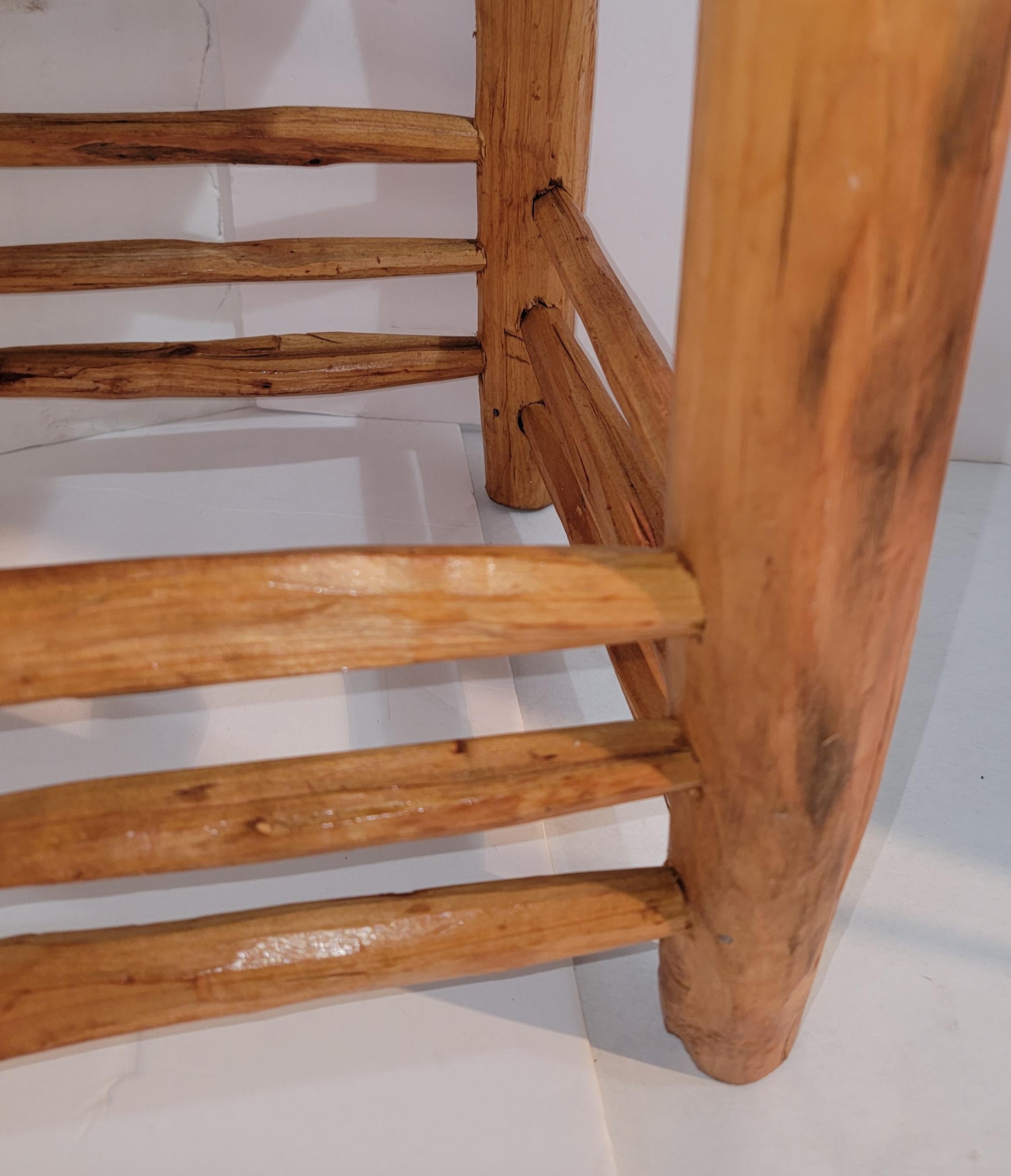 Mid-20th Century Set of 4  Hand Carved Stools W/ Hand Woven Sea Grass Seats For Sale