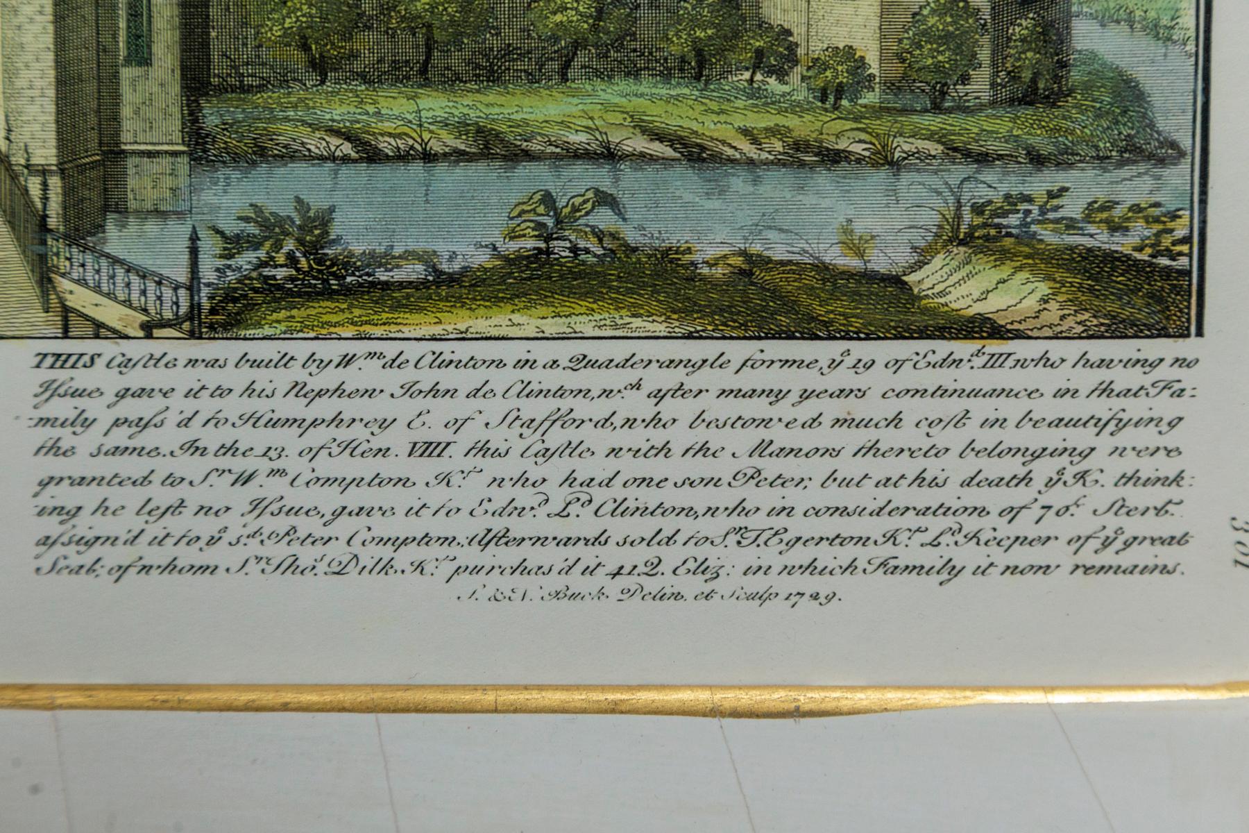 British Set of 4 Hand Colored Engravings of Manor Houses For Sale