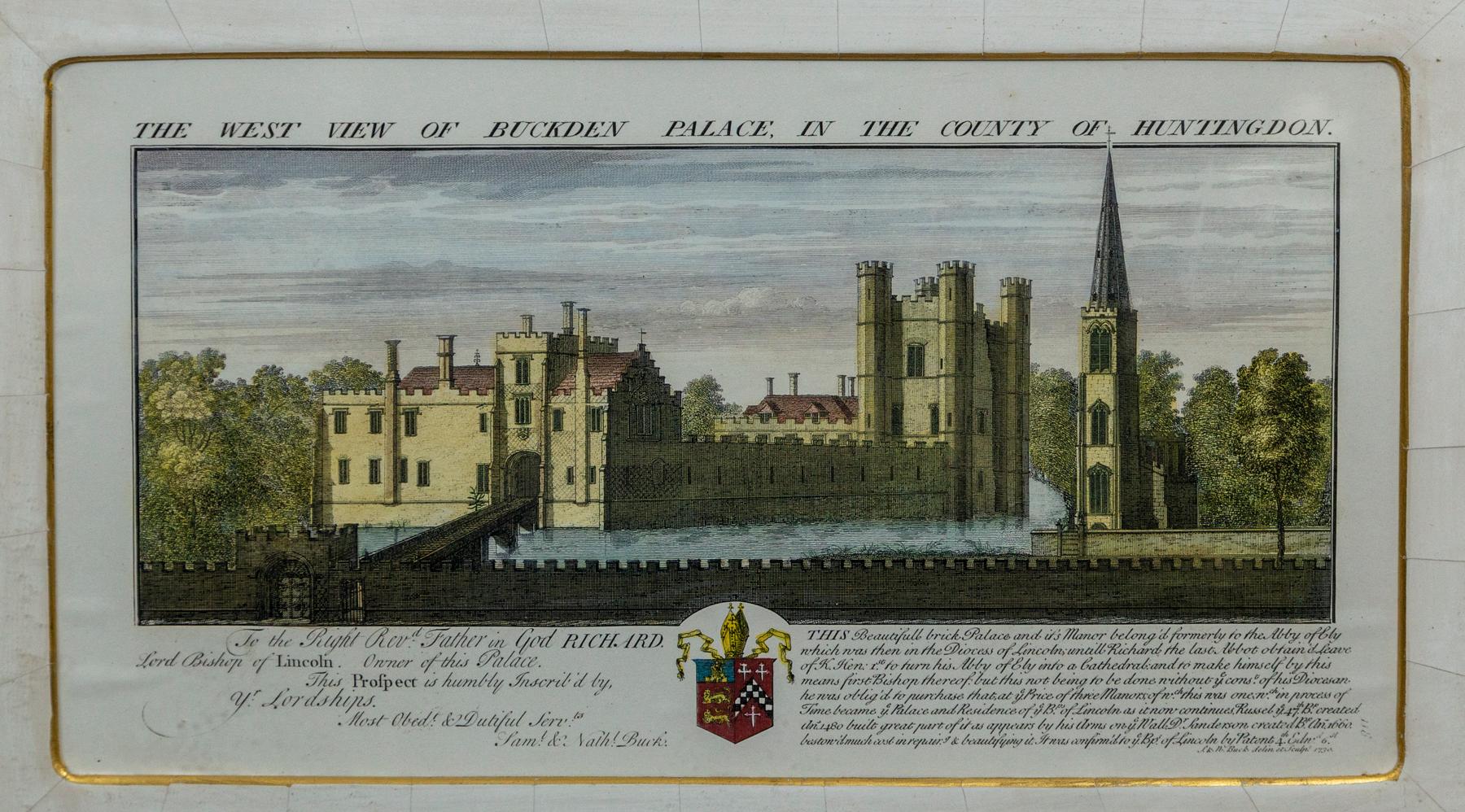 18th Century Set of 4 Hand Colored Engravings of Manor Houses For Sale