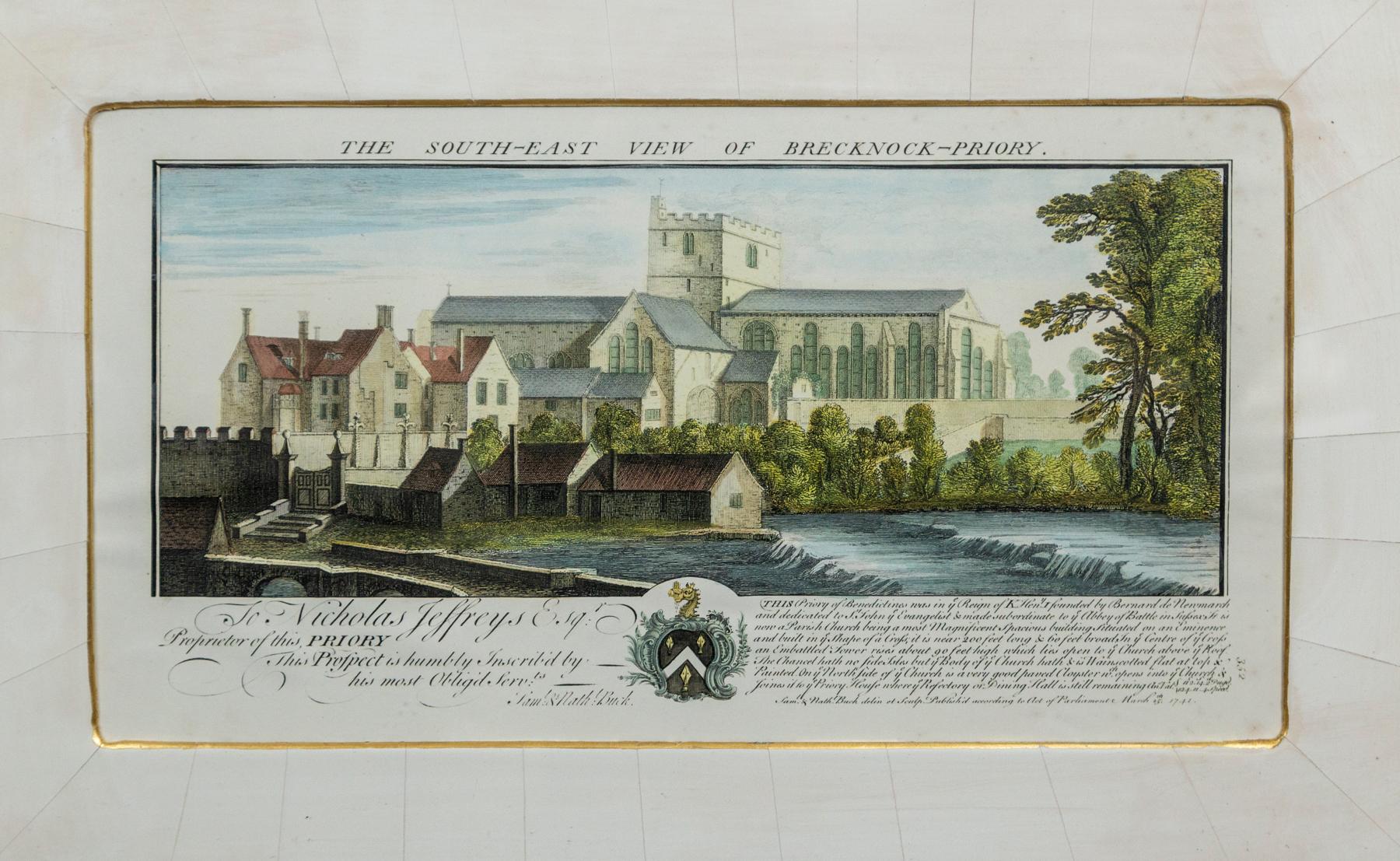 Set of 4 Hand Colored Engravings of Manor Houses For Sale 2