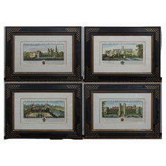 Set of 4 Hand Colored Engravings of Manor Houses
