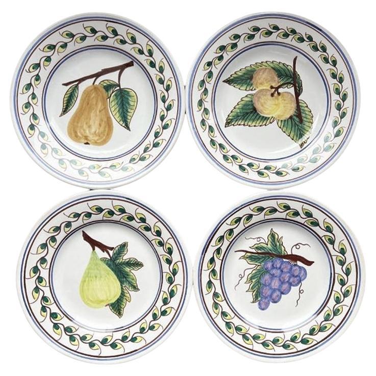 Set of 4 Hand-Painted Fruit Plates - Cidalia, Conimbricer Portugal For Sale