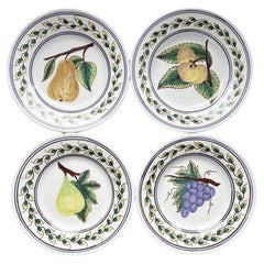 Retro Set of 4 Hand-Painted Fruit Plates - Cidalia, Conimbricer Portugal