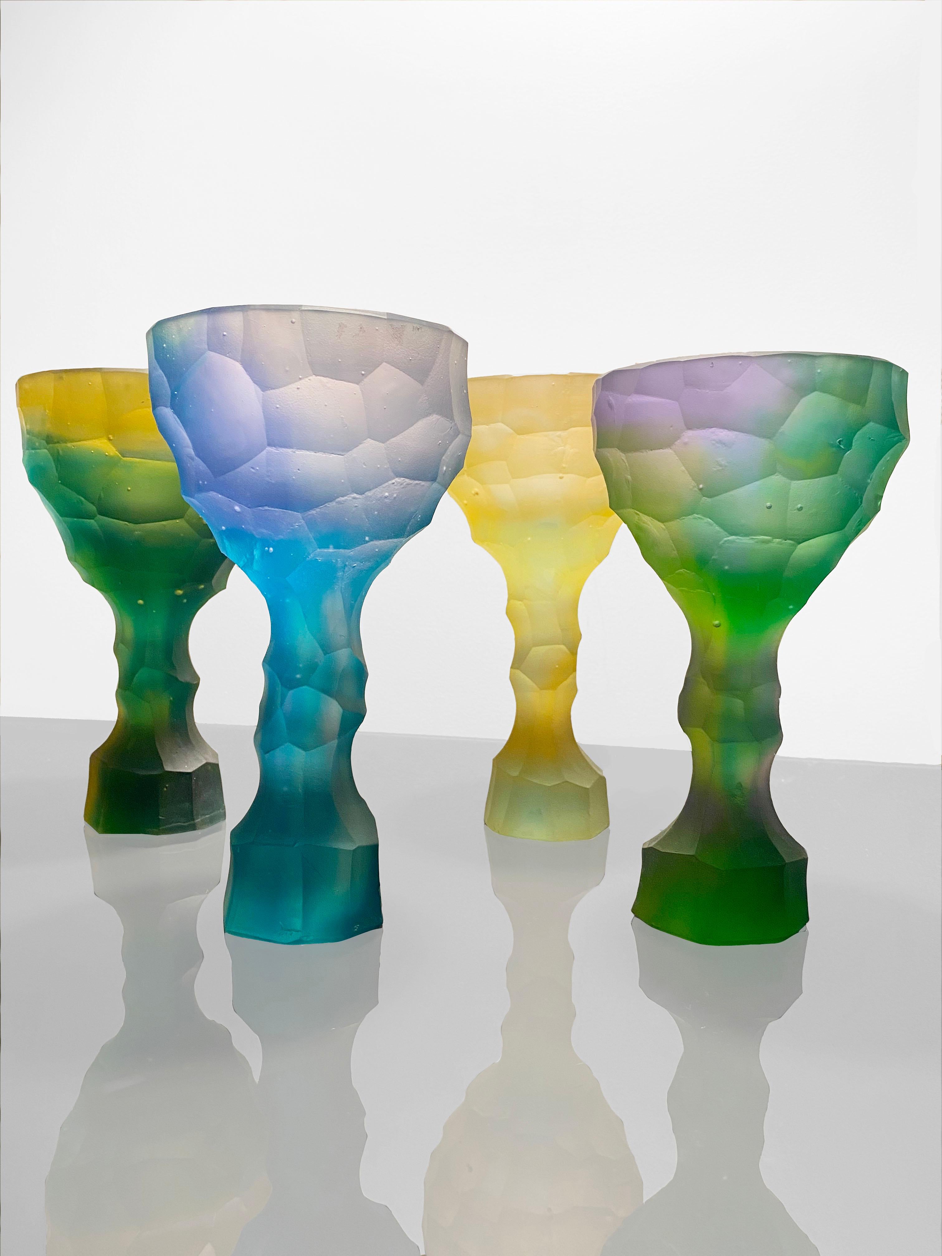 Set of 4 Hand-Sculpted Crystal Glass by Alissa Volchkova 1