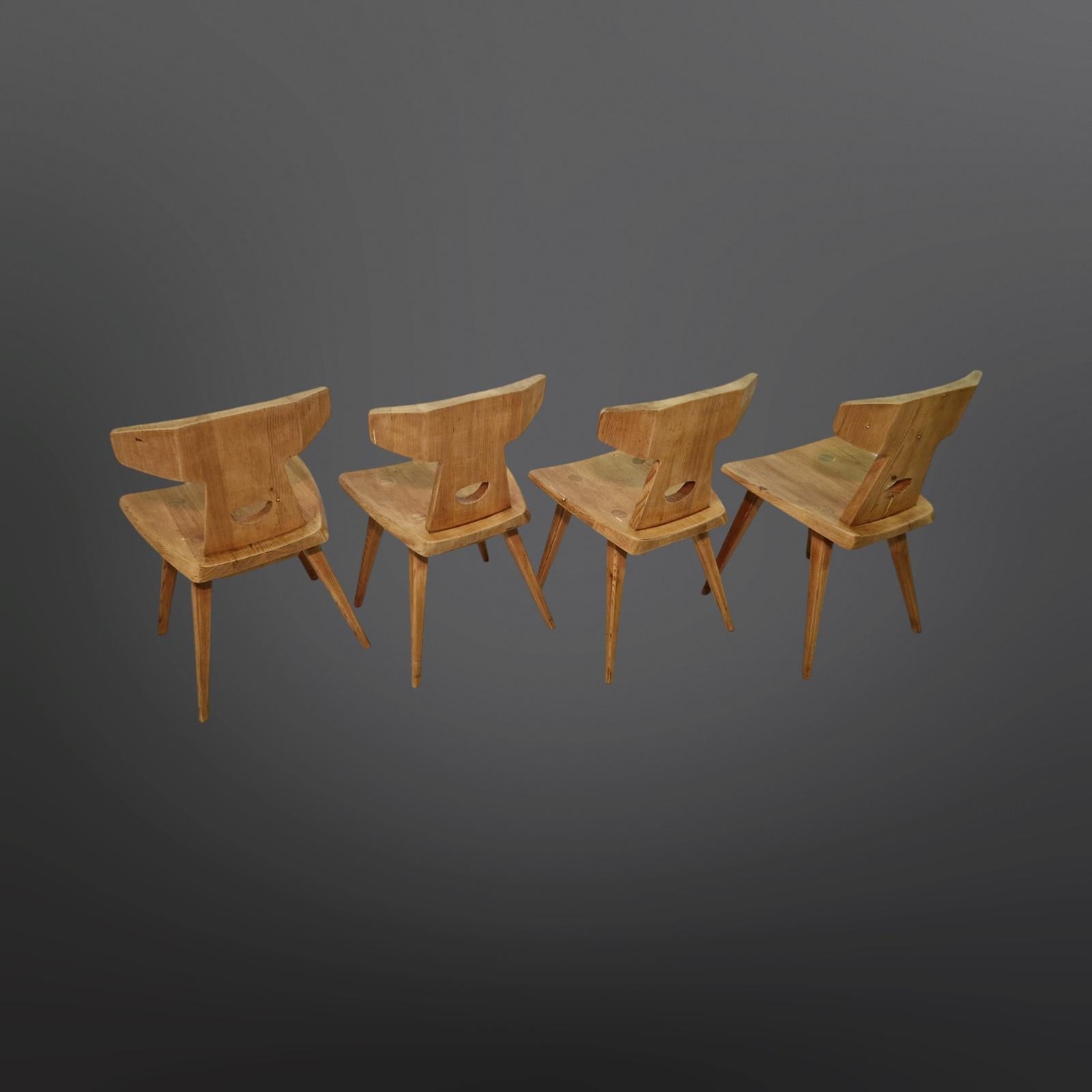 Set of 4 handcrafted chairs by Jacob Kielland Brandt for Christiansen, Denmark 2