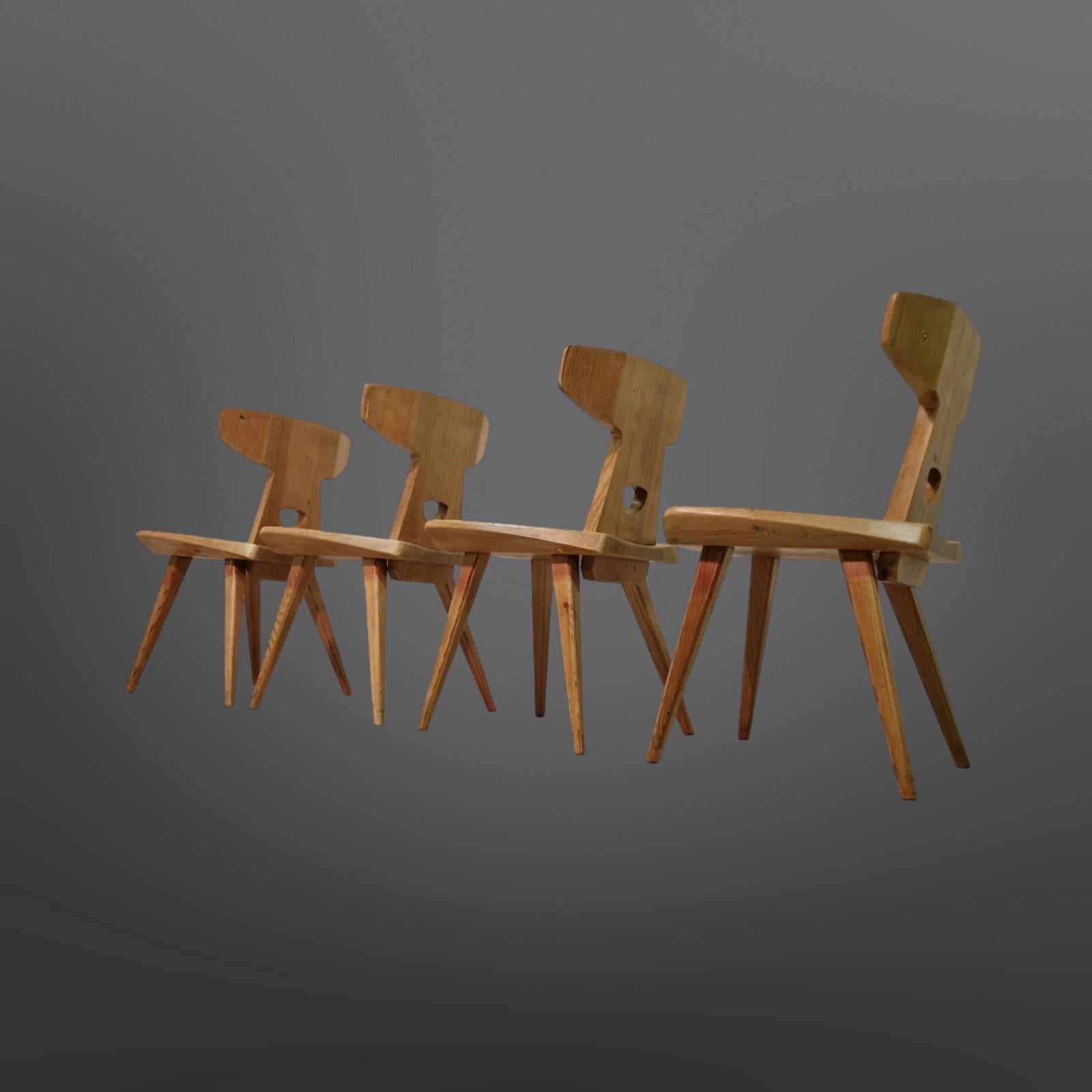 Scandinavian Modern Set of 4 handcrafted chairs by Jacob Kielland Brandt for Christiansen, Denmark