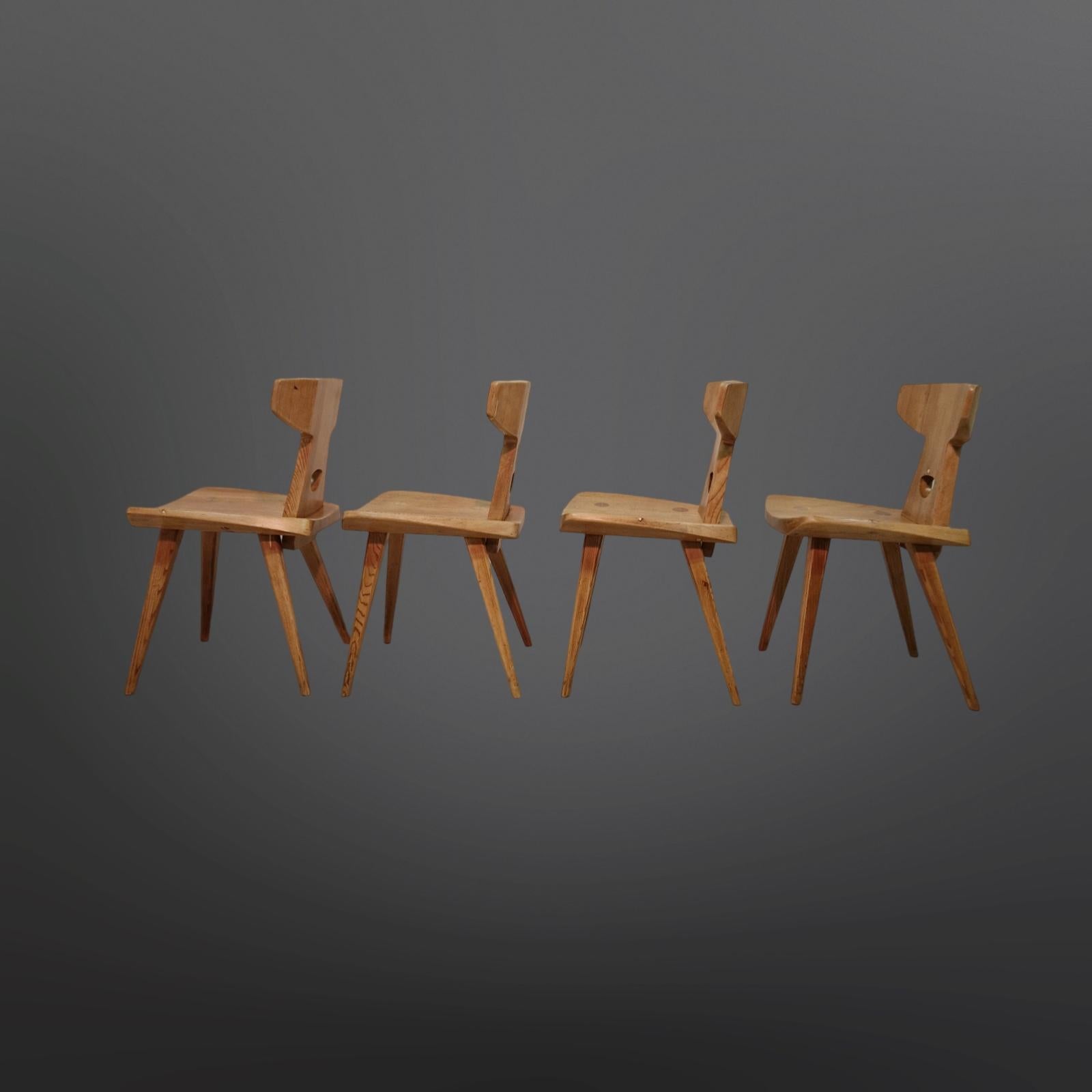 Danish Set of 4 handcrafted chairs by Jacob Kielland Brandt for Christiansen, Denmark