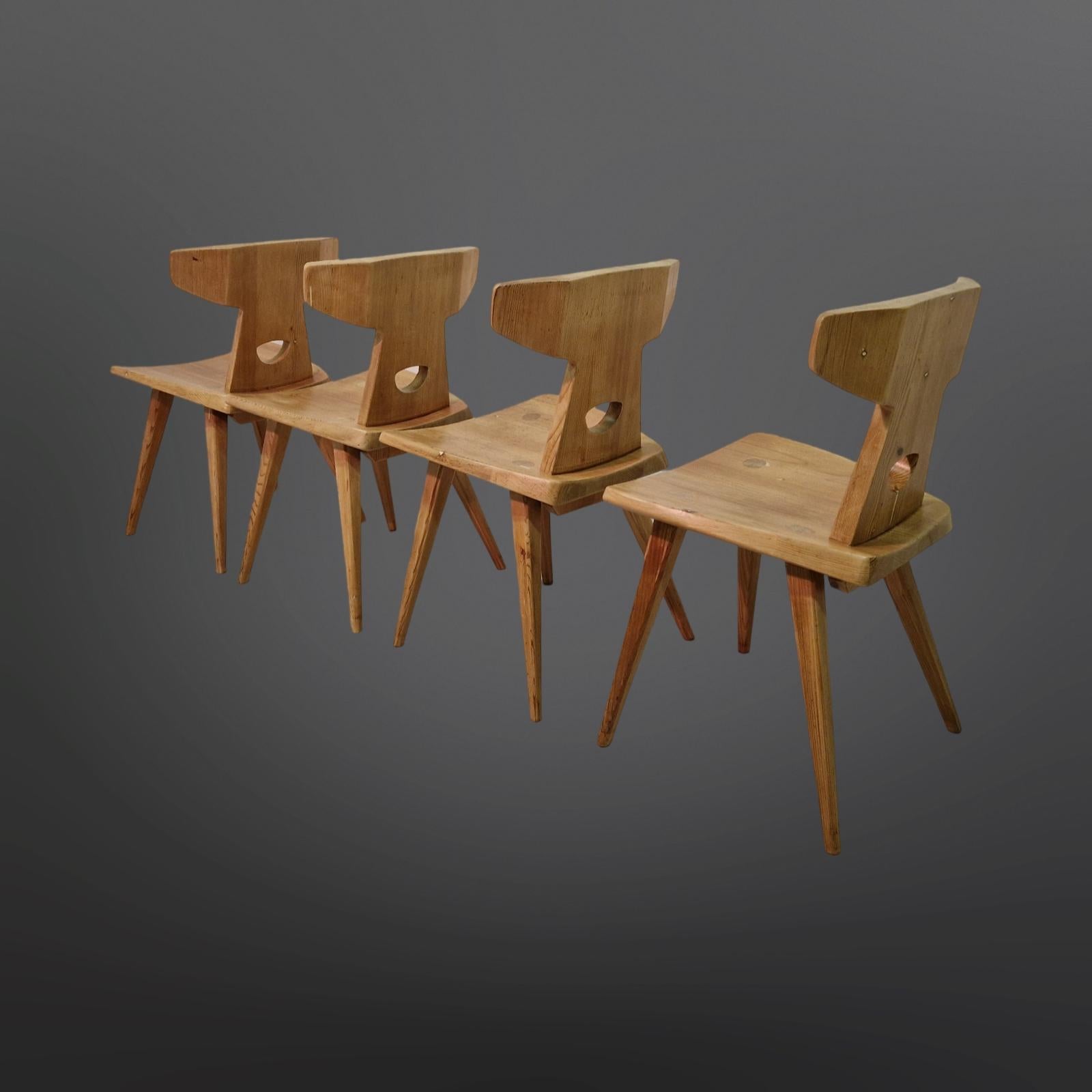 Hand-Crafted Set of 4 handcrafted chairs by Jacob Kielland Brandt for Christiansen, Denmark