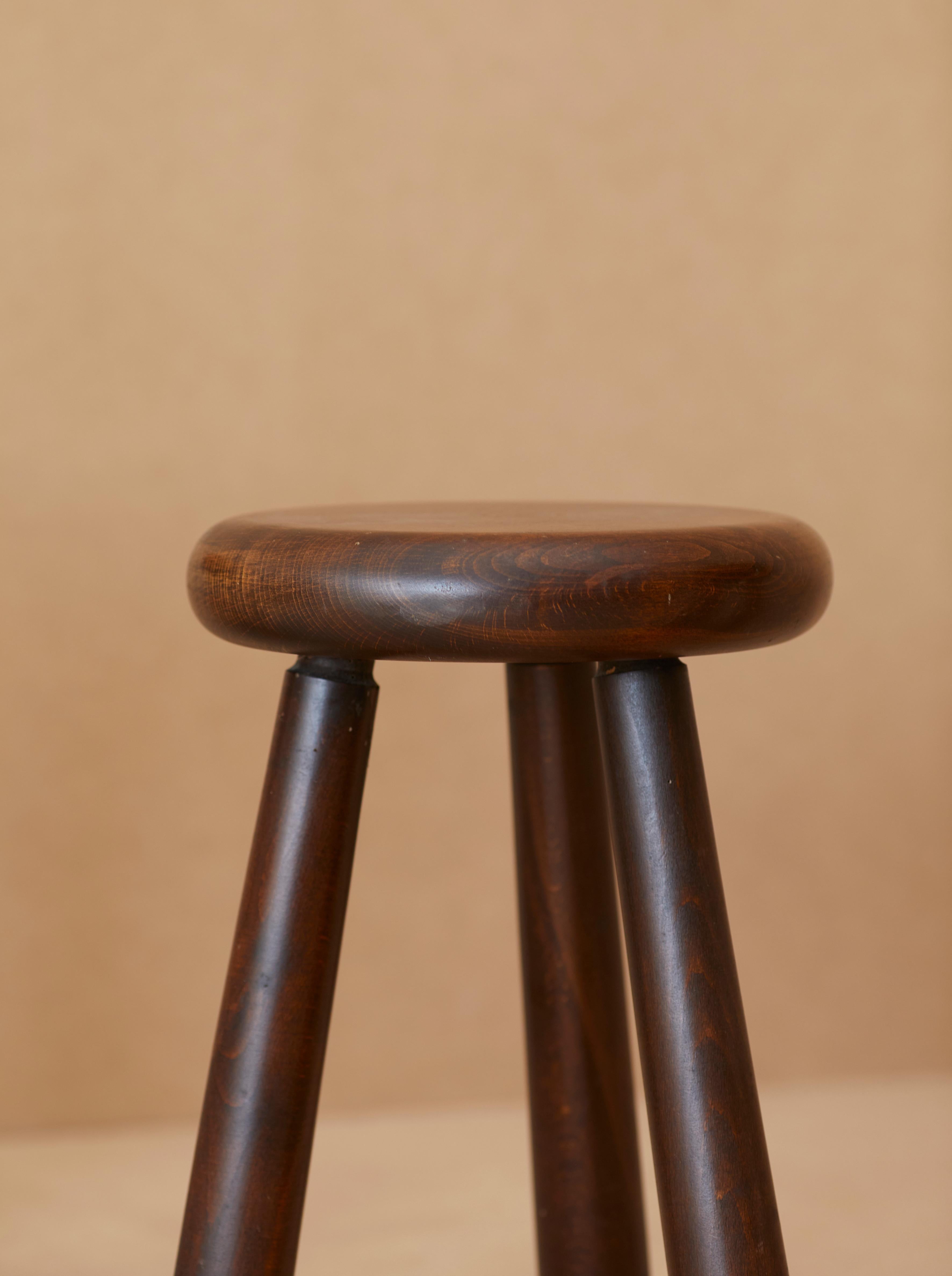 Set of 4 Handcrafted Four Legged Stools in Solid Wood, France, circa 1970s 11