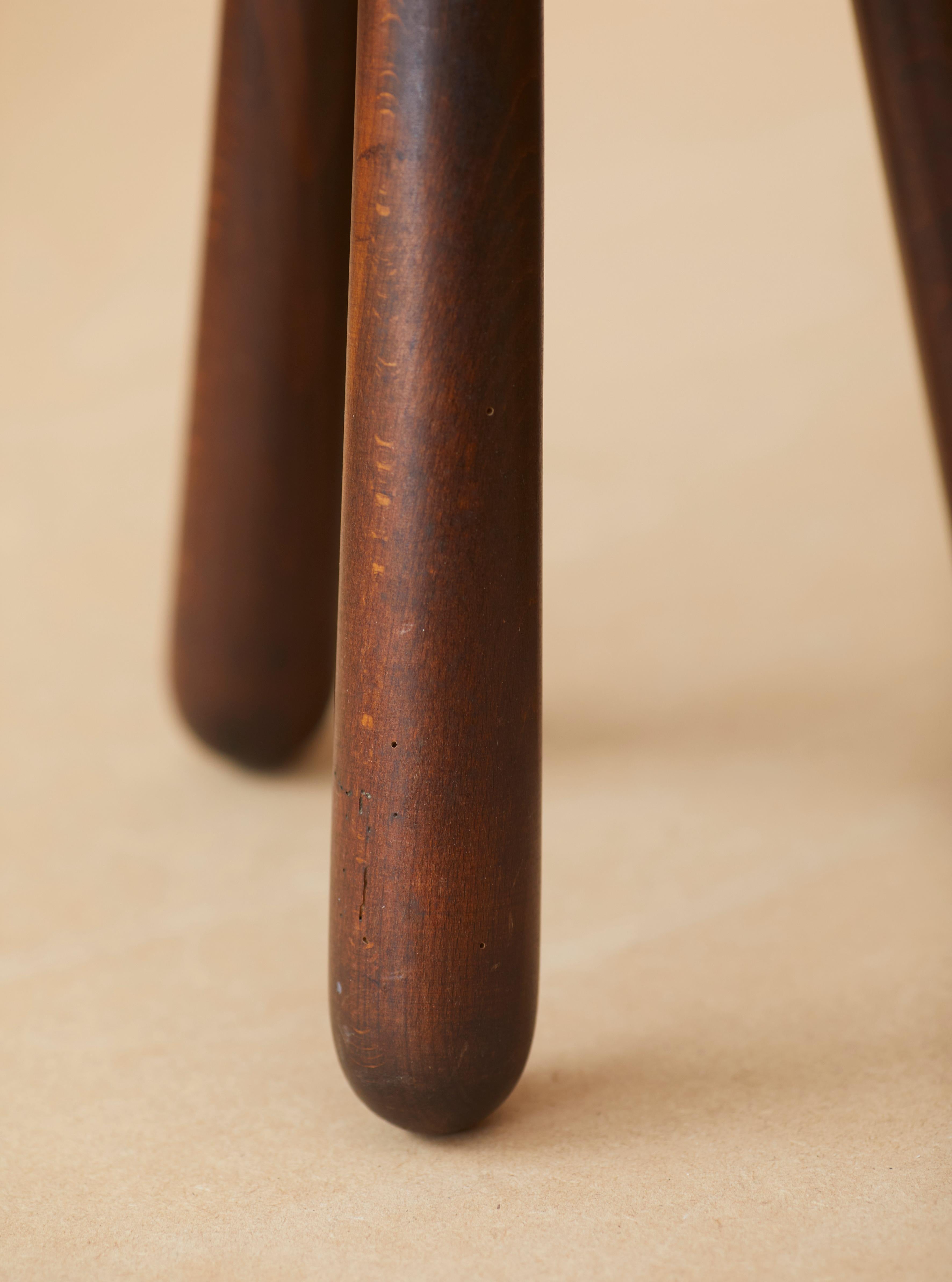 Set of 4 Handcrafted Four Legged Stools in Solid Wood, France, circa 1970s 9