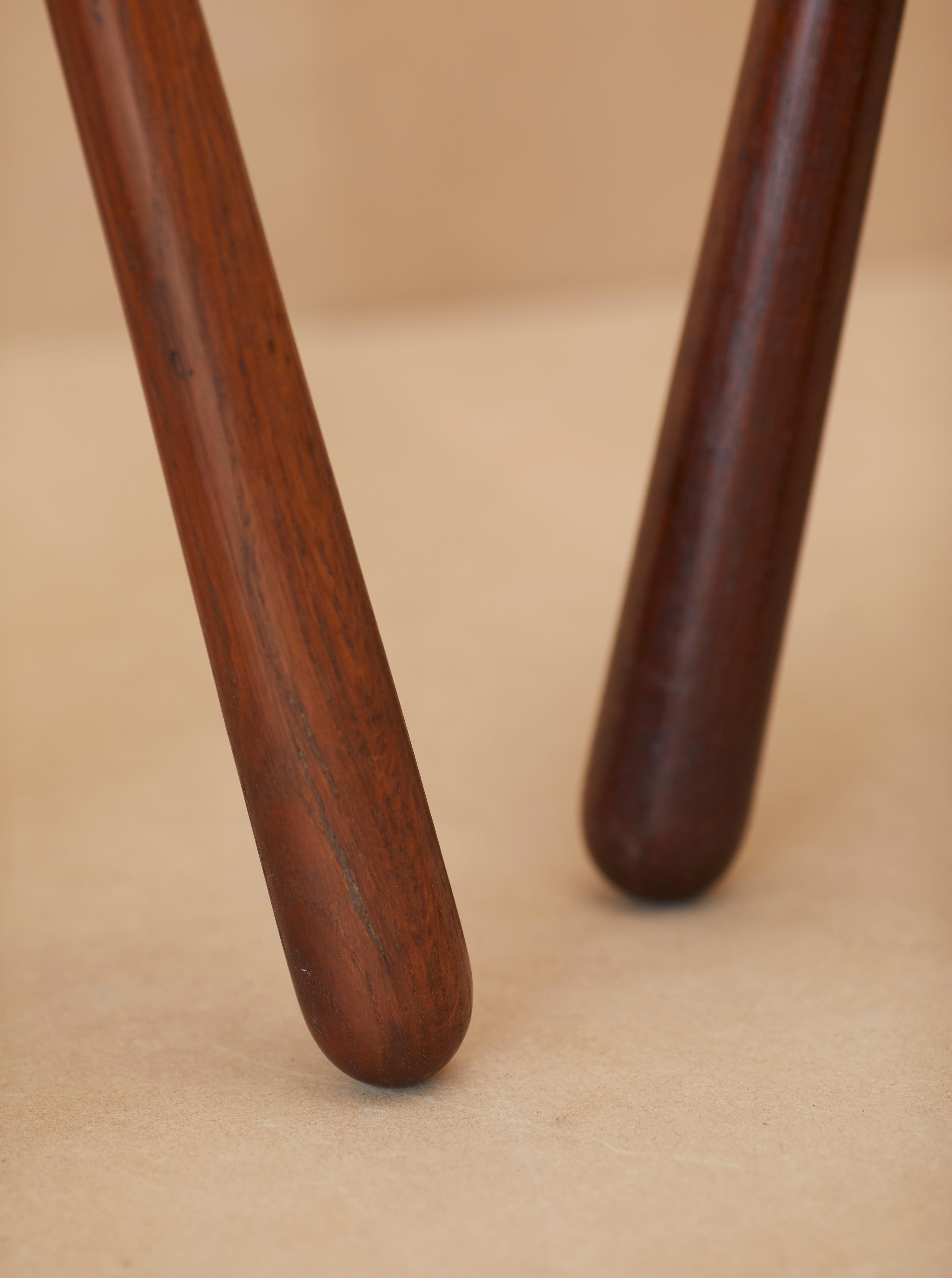Set of 4 Handcrafted Four Legged Stools in Solid Wood, France, circa 1970s 14