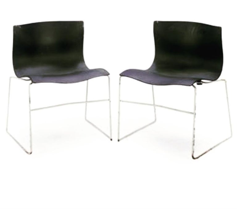 Set of 4 Handkerchief Chairs in Black and Chrome Designed by Vignelli