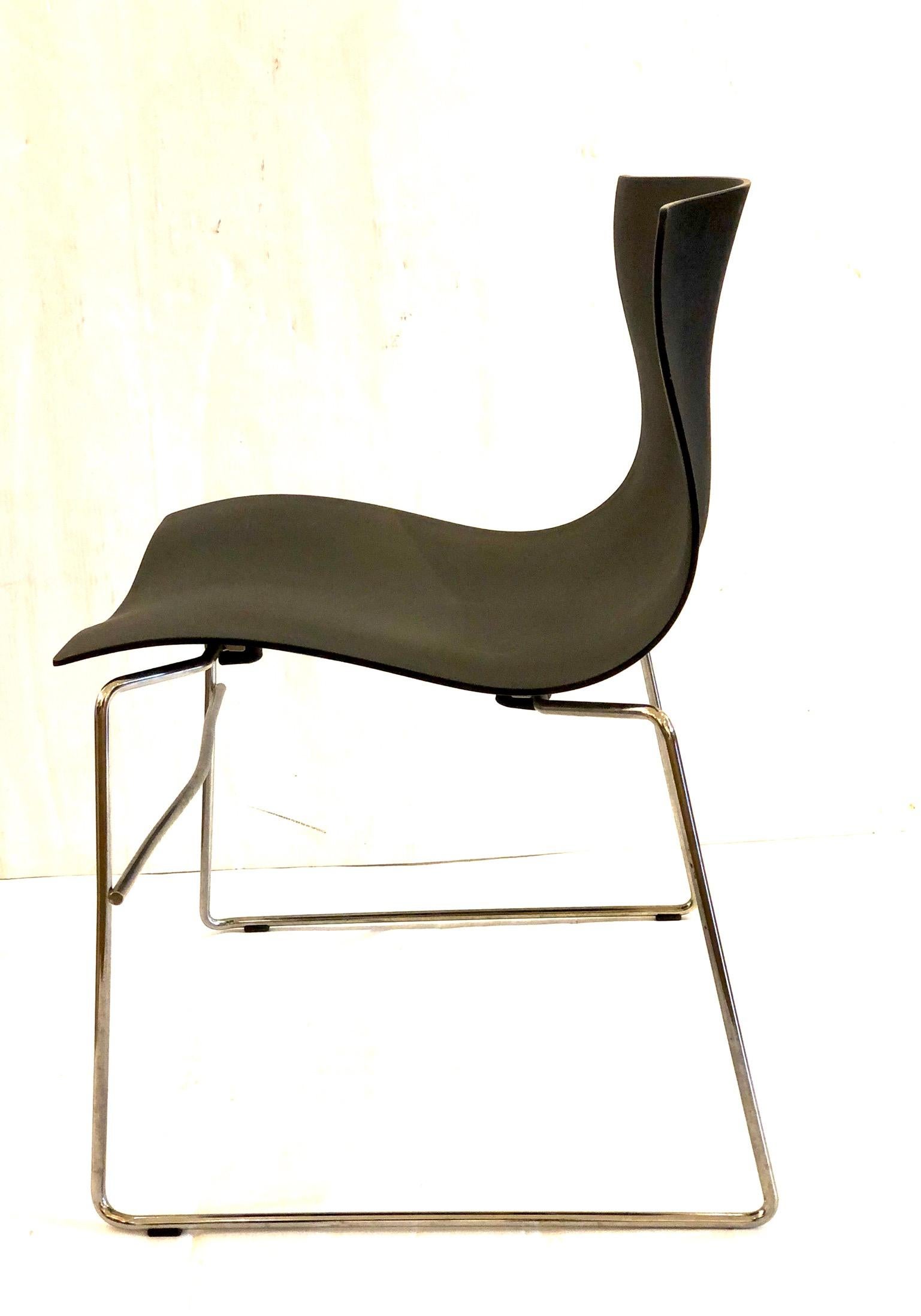 Post-Modern Set of 4 Handkerchief Chairs in Black & Chrome Designed by Vignelli for Knoll