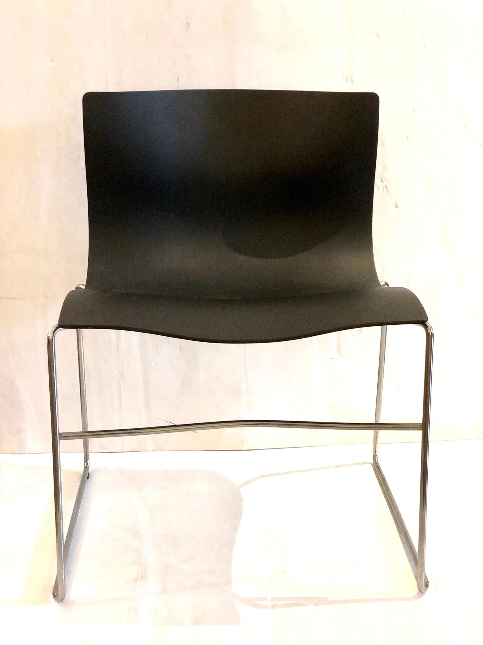 Set of 4 Handkerchief Chairs in Black & Chrome Designed by Vignelli for Knoll In Good Condition In San Diego, CA