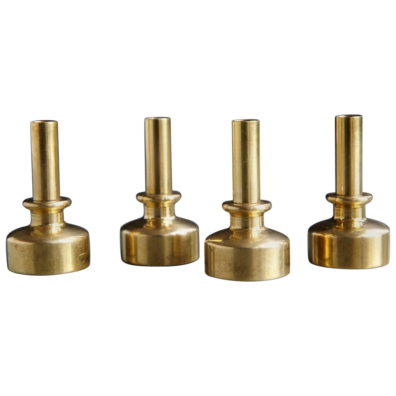 Set of 4 Hans-Agne Jakobsson Brass Candlesticks Model L 92 in Original Box