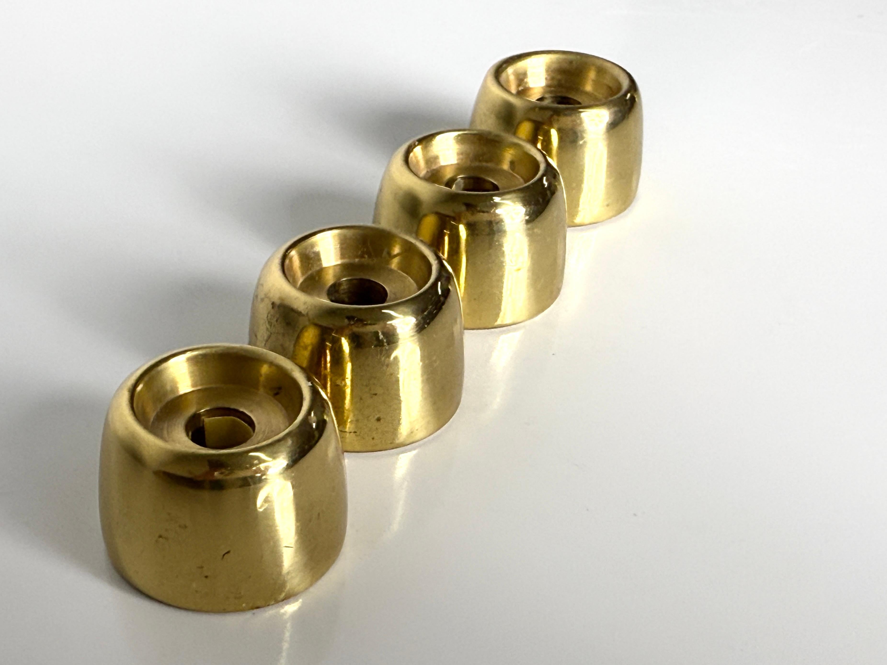 Mid-Century Modern Set of 4 Hans Agne Jakobsson Brass Miniature L97 Taper Candlestick Holders 1960s For Sale