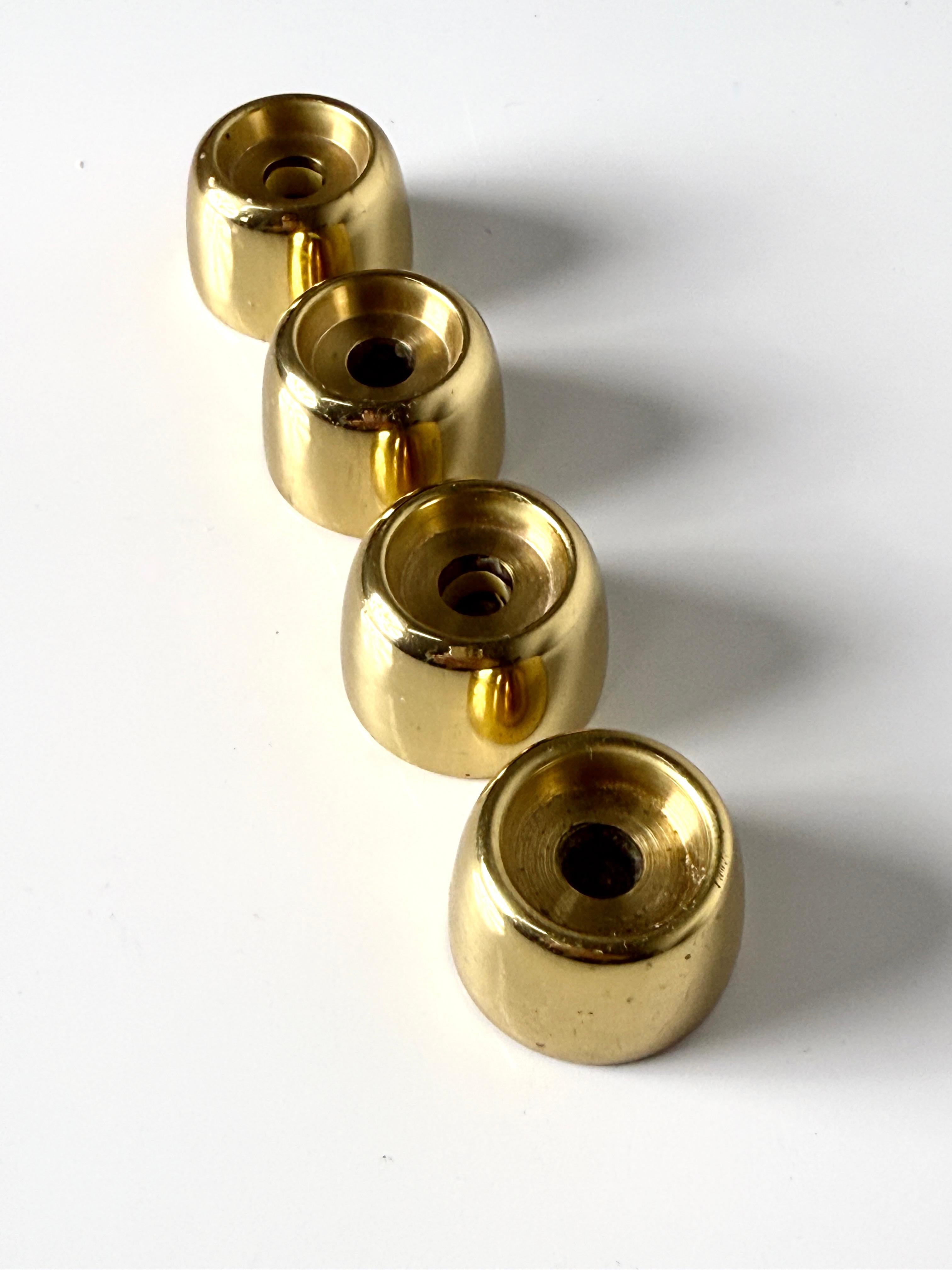 Swedish Set of 4 Hans Agne Jakobsson Brass Miniature L97 Taper Candlestick Holders 1960s For Sale