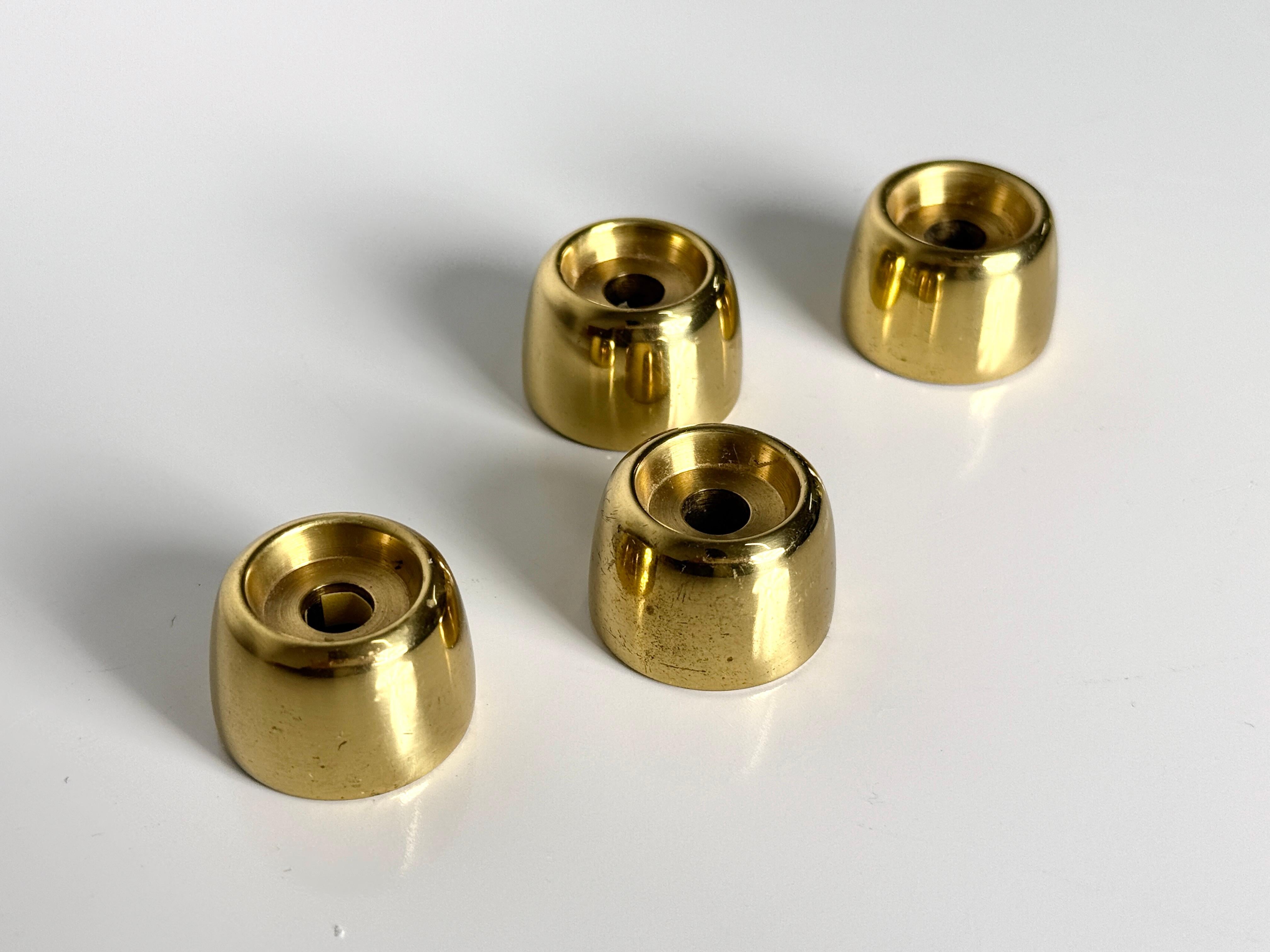 Set of 4 Hans Agne Jakobsson Brass Miniature L97 Taper Candlestick Holders 1960s In Good Condition For Sale In Troy, MI