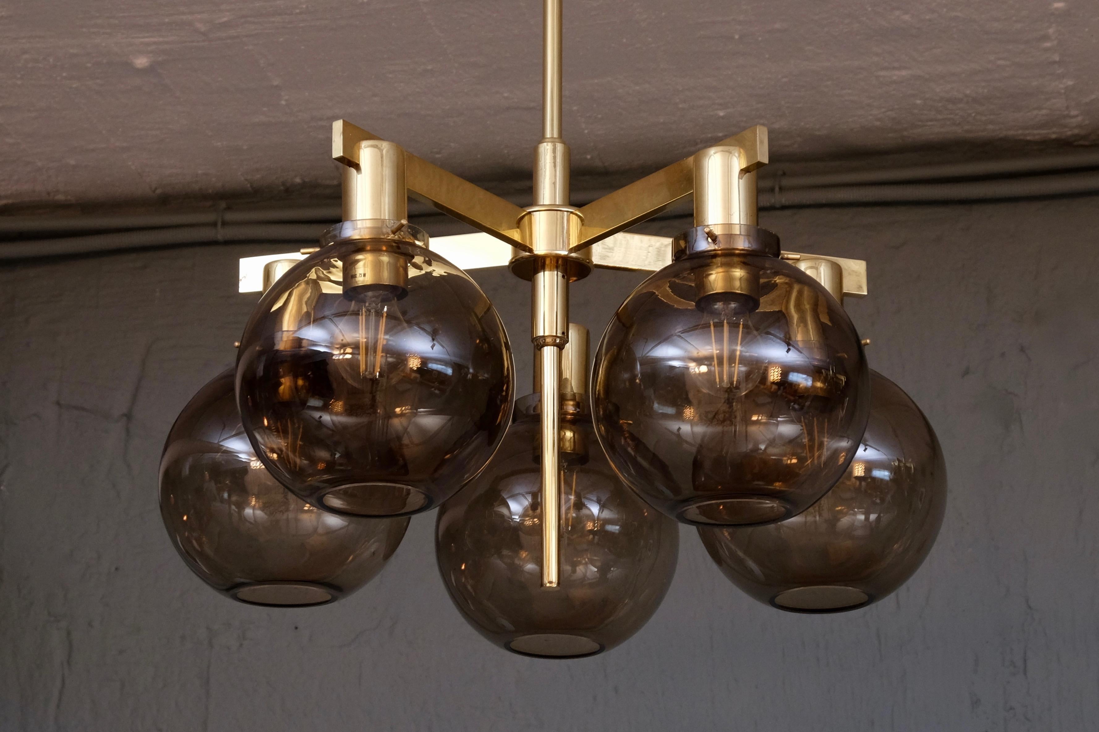 Brass Set of 3 Hans-Agne Jakobsson Ceiling Lamps Model T348/5 'Pastoral', 1960s