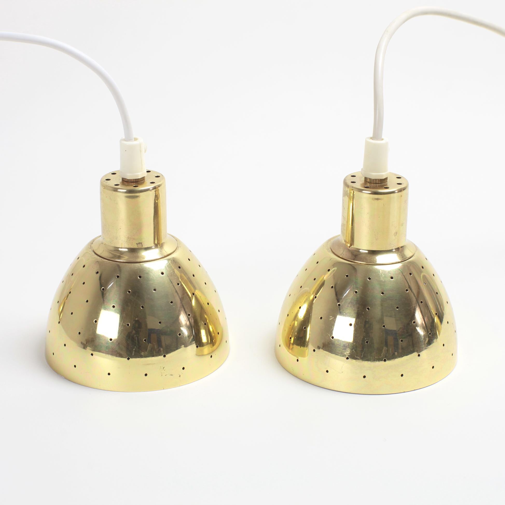 Set of 4 Hans Agne Jakobsson Flora Brass Pendants for Markaryd, Sweden, 1960s In Good Condition In Saint  Ouen, FR