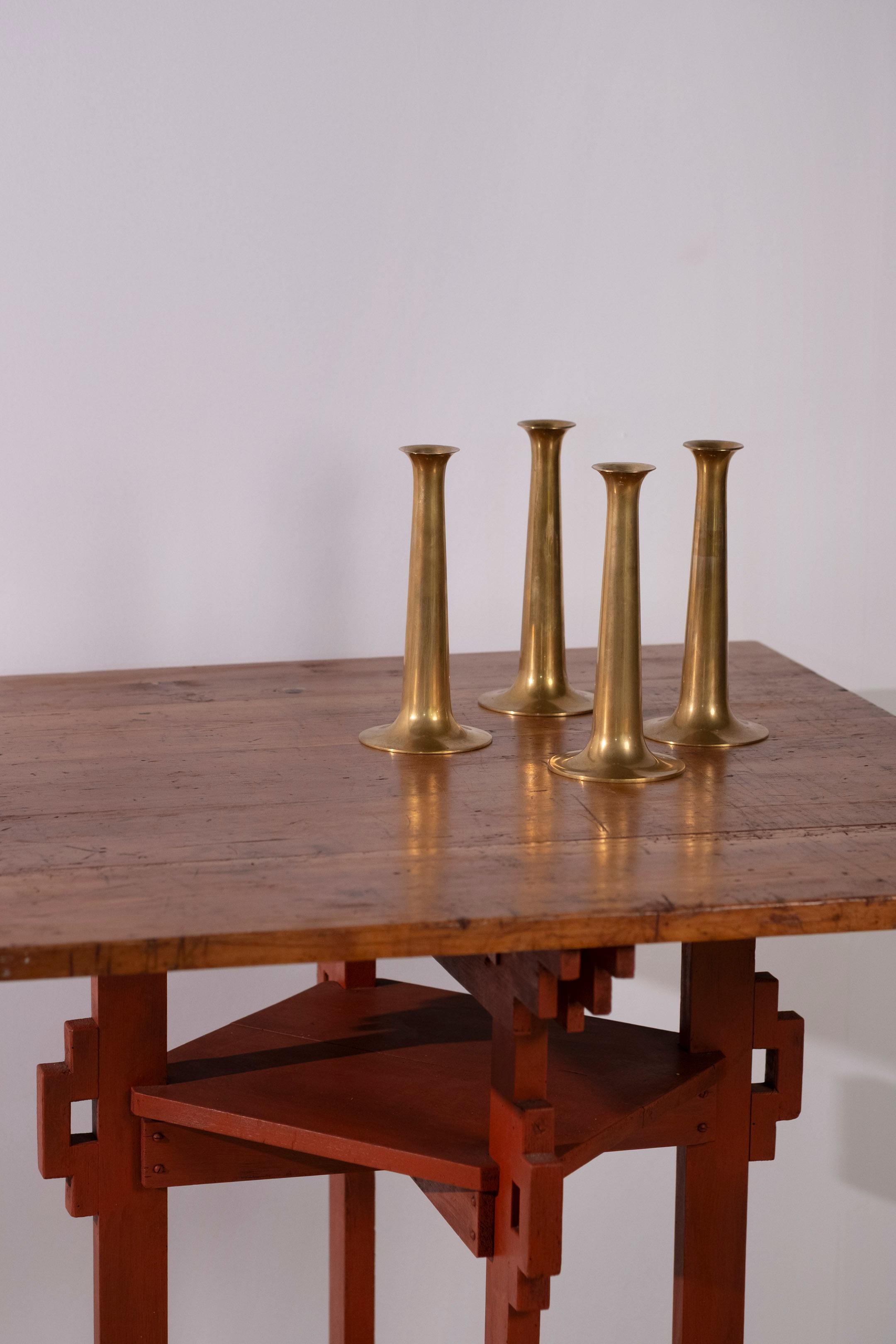 Set of 4 Hans Bølling Brass Candlesticks for Torben Ørskov, Denmark 1950s im Angebot 1