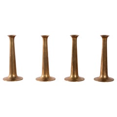 Set of 4 Hans Bølling Brass Candlesticks for Torben Ørskov, Denmark 1950s