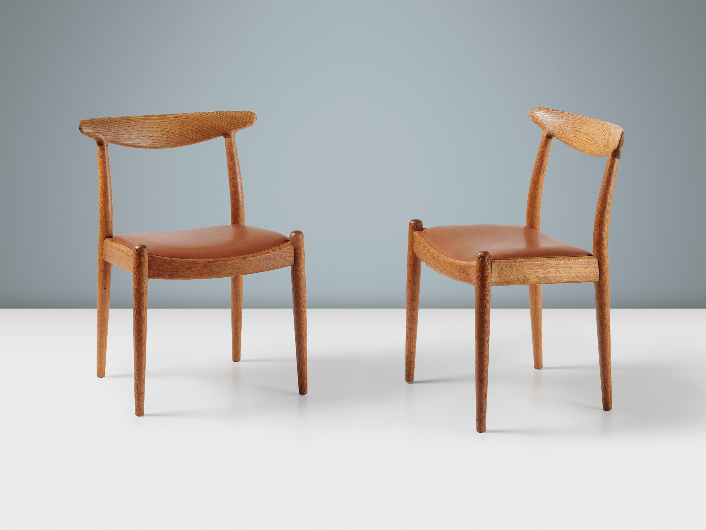 Scandinavo moderno Set di 4 sedie da pranzo Hans Wegner 1950 Oak in vendita