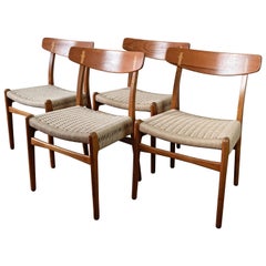 Set of 4 Hans Wegner CH23 Dining Chairs in Teak and Oak