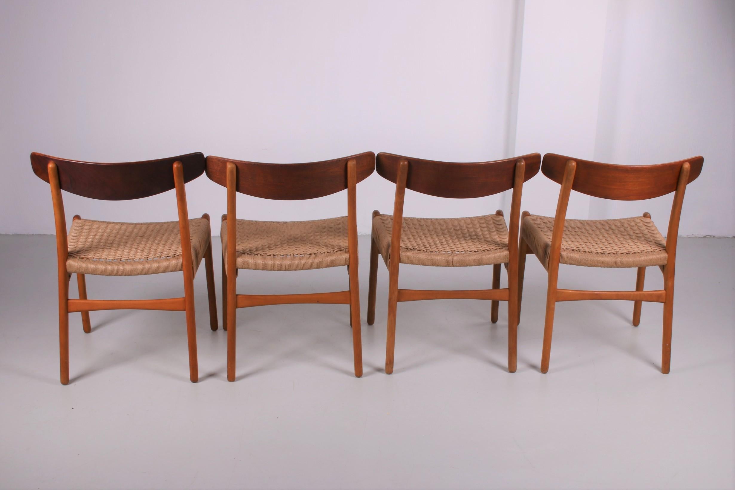 Set of 4 Hans Wegner Dining Room Chairs Model CH23 and XL Teak Dining Table 4