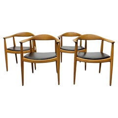 Vintage Set of 4 Hans Wegner Round Chairs for Johannes Hansen