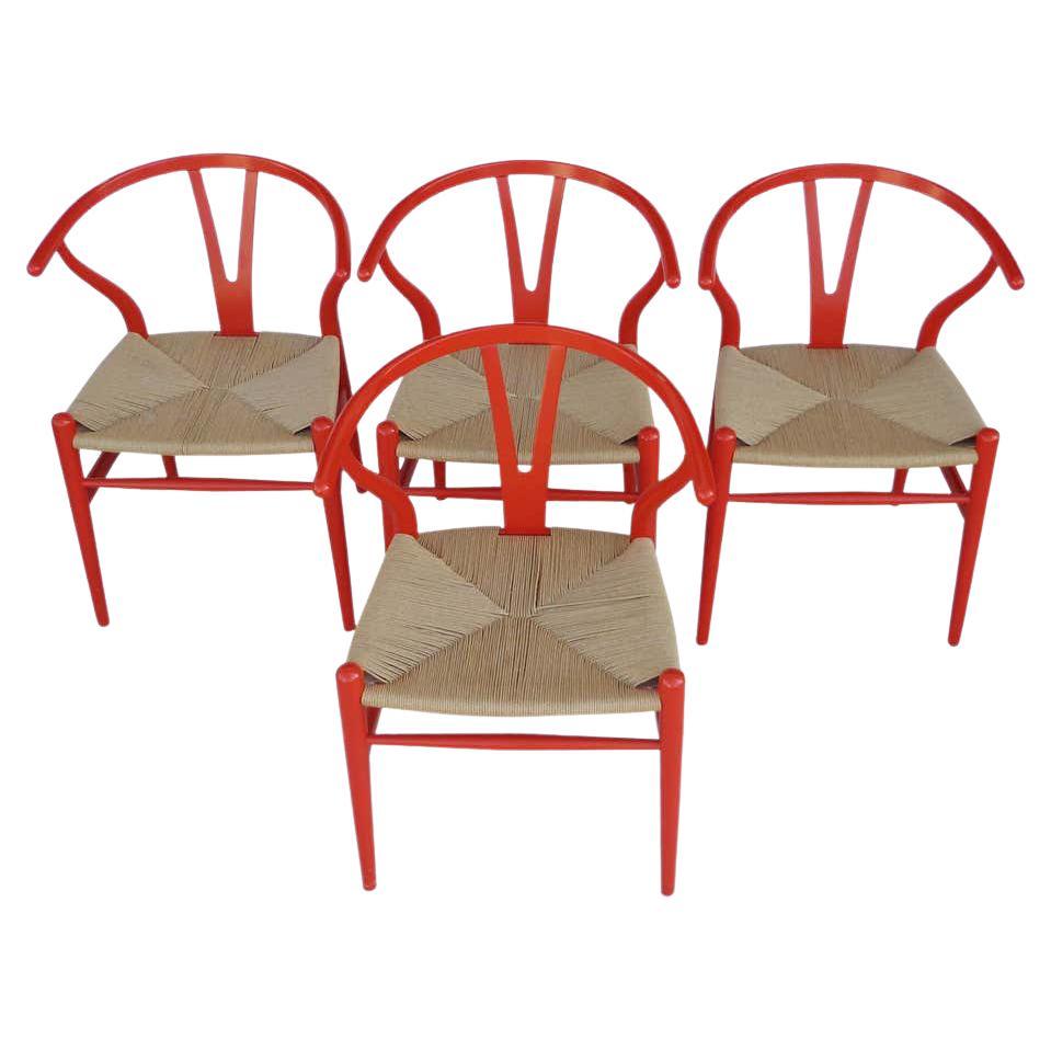 Set of 4 Hans Wegner Wishbone Chairs by Carl Hansen