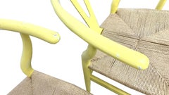 Set of 4 Hans Wegner Wishbone Chairs Painted Yellow
