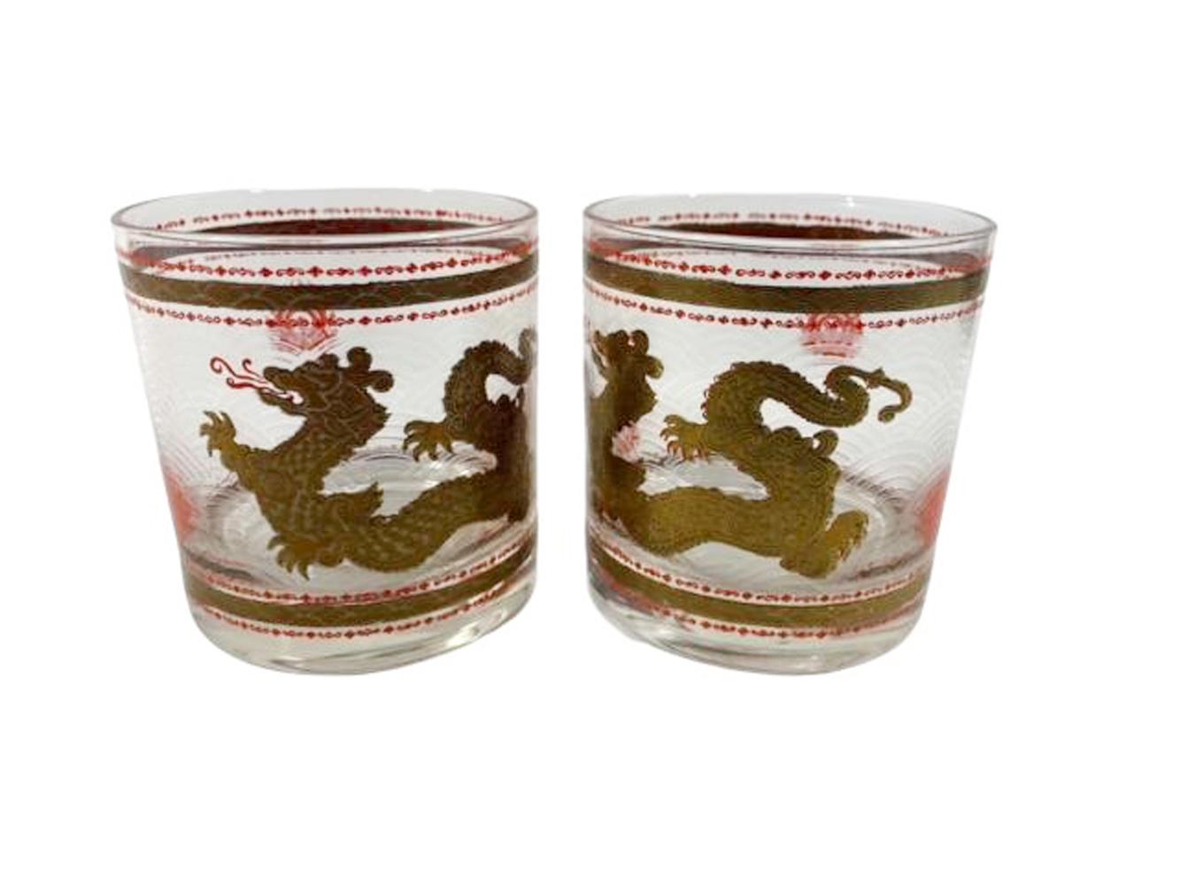 Set von 4 schwer zu findenden Keramikgläsern „Goldener Drache“ Berggläsern aus Keramik (Moderne der Mitte des Jahrhunderts) im Angebot