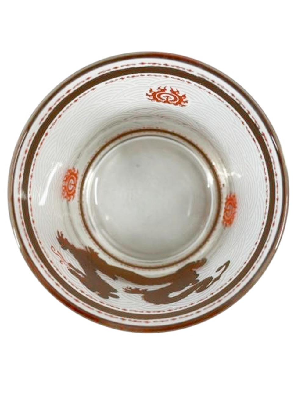 Set von 4 schwer zu findenden Keramikgläsern „Goldener Drache“ Berggläsern aus Keramik (20. Jahrhundert) im Angebot