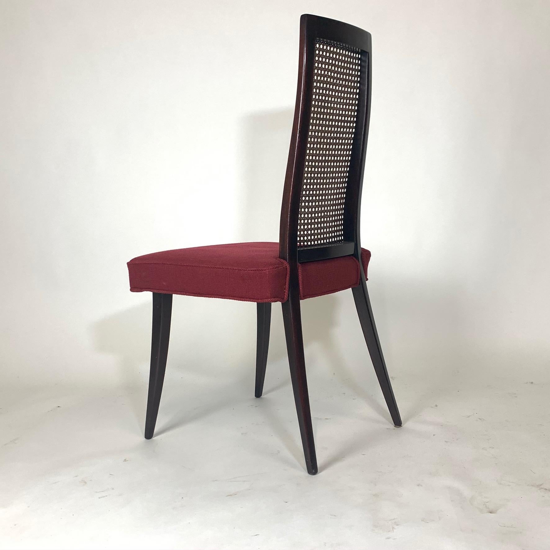 Set of 4 Harvey Probber Cane and Ebonized Mahogany Model 1055 Dining Chairs In Good Condition In Hudson, NY
