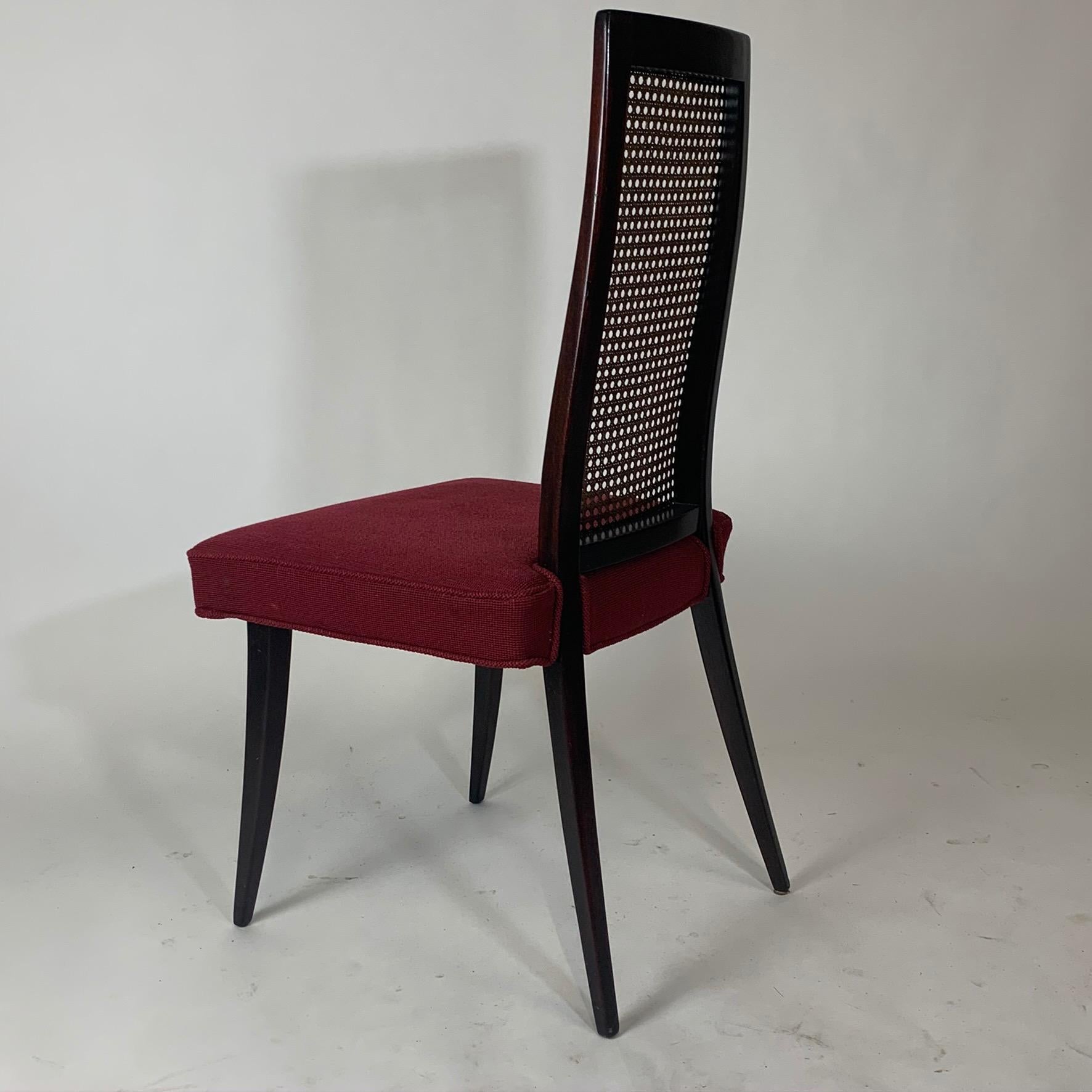 Set of 4 Harvey Probber Cane and Ebonized Mahogany Model 1055 Dining Chairs 1