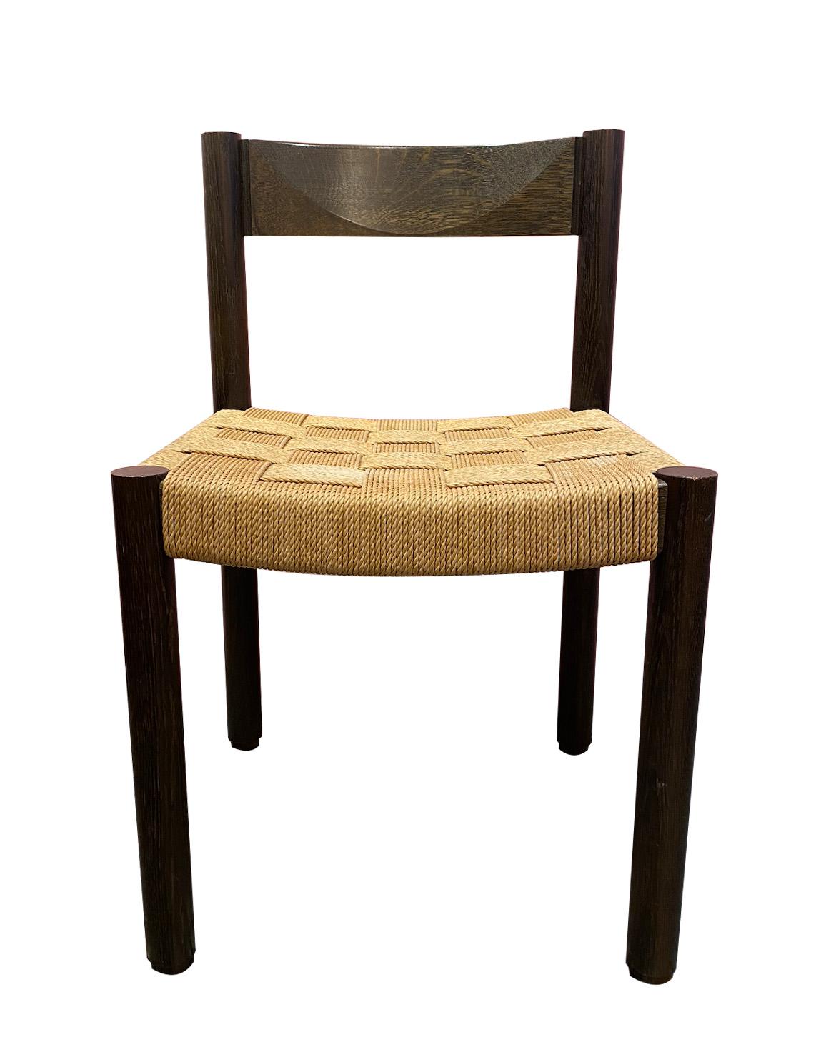 Hand-Woven Set of 4 dining chairs by Robert Haussmann for Dietiker, Circa 1960.