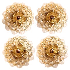 Set of 4 Helena Tynell Amber Bubble Flush Mounts  Wall Sconces, 1960s for Katie
