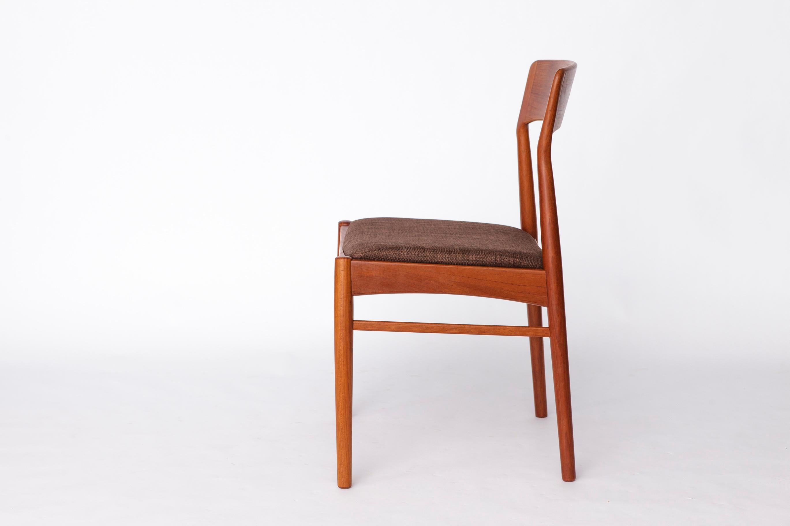 Fabric Set of 4 Henning Kjærnulf Teak Chairs – 1960s Danish Design for KS Møbler For Sale