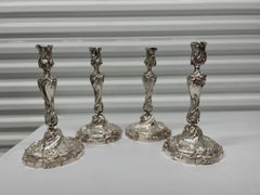 Set of 4, Henri Vian Silver Gilt Bronze Louis XV Style Candlesticks Circa 1880